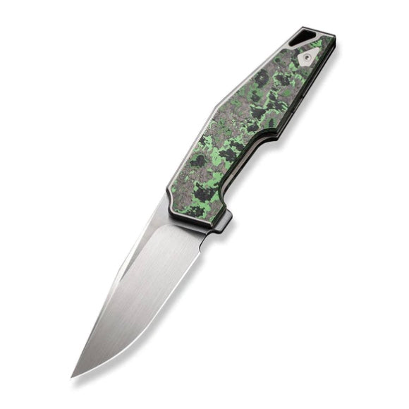 Premium We Knife OAO Integral Flipper - Ultimate Titanium Handle with Jungle Wear Fat Carbon Inlays & Hand Satin 20CV Blade