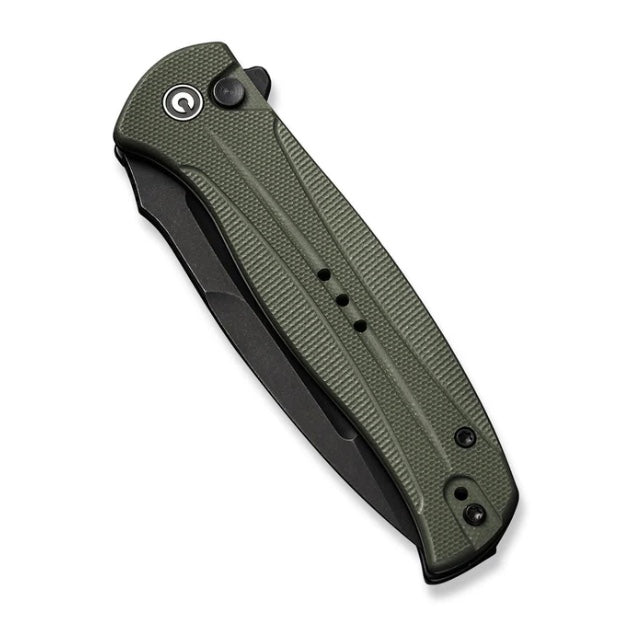 Civivi Incendie Premium Button Lock Flipper Knife - OD Green G-10 Handles & Black Stonewash Blade