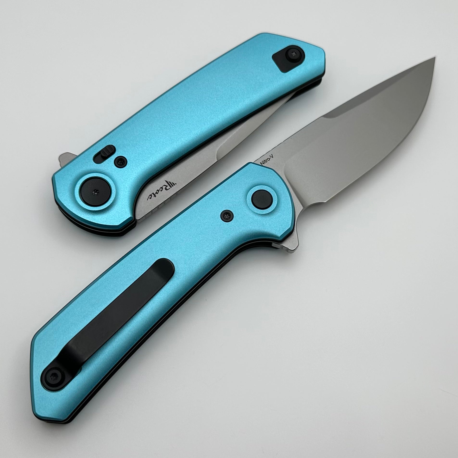 Reate Knives PL-XF Premium Folding Knife - Blue Aluminum & Nitro-V Blade