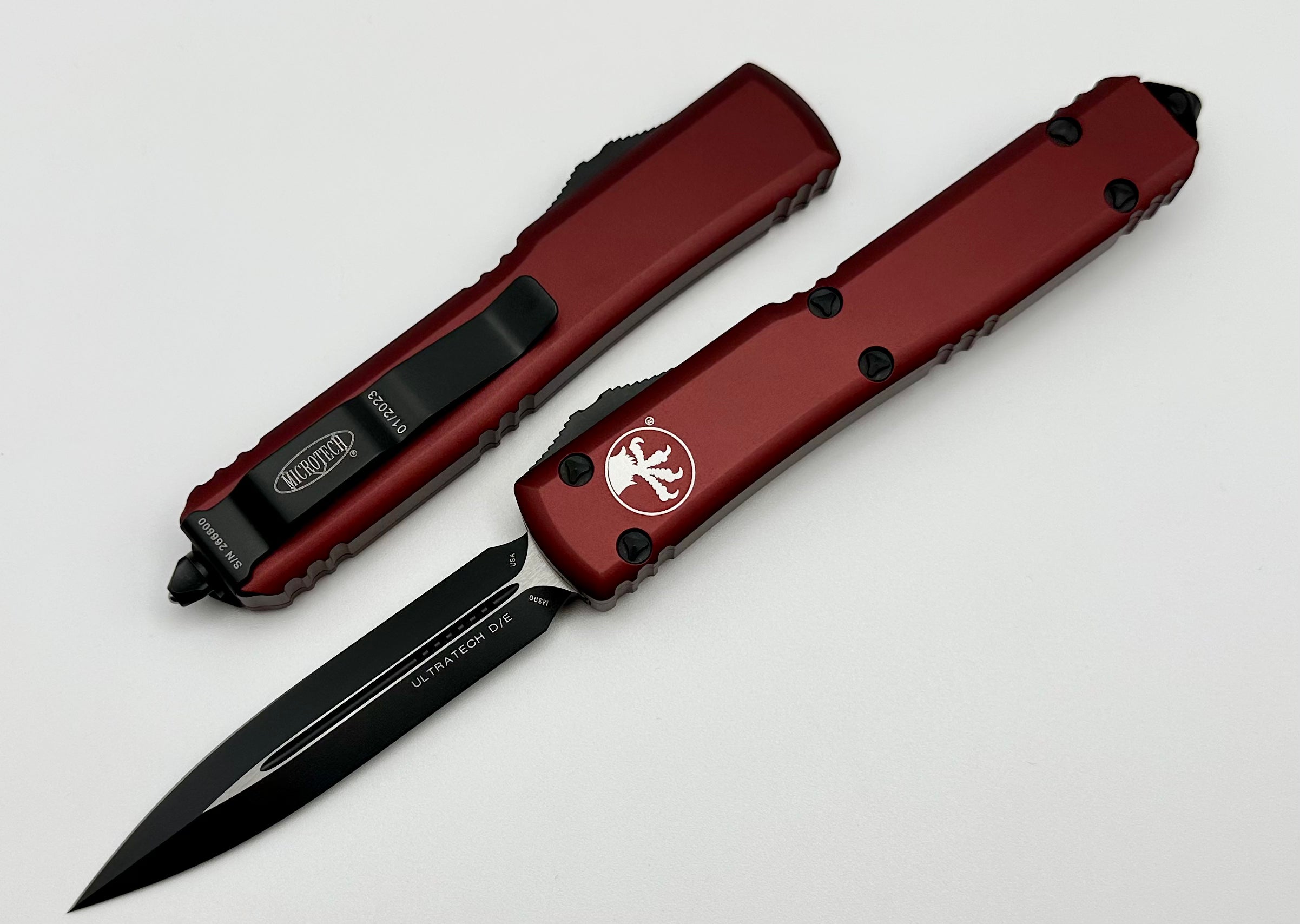 Premium Microtech Ultratech Double Edge Knife - Black & Merlot 122-1MR