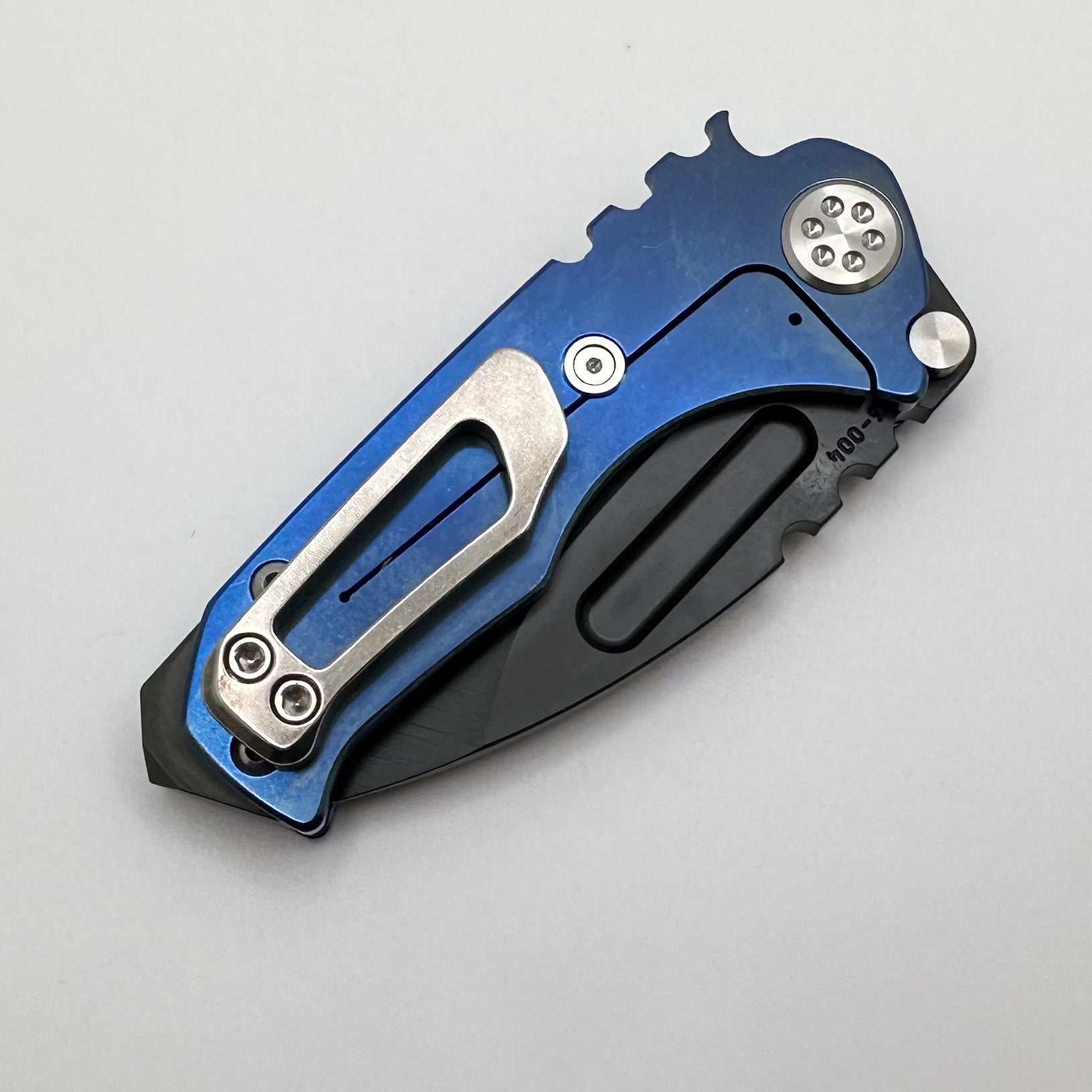 Premium Medford Micro Praetorian T - Compact Tactical Knife with PVD S35 Drop Point & Tumbled Blue Handles