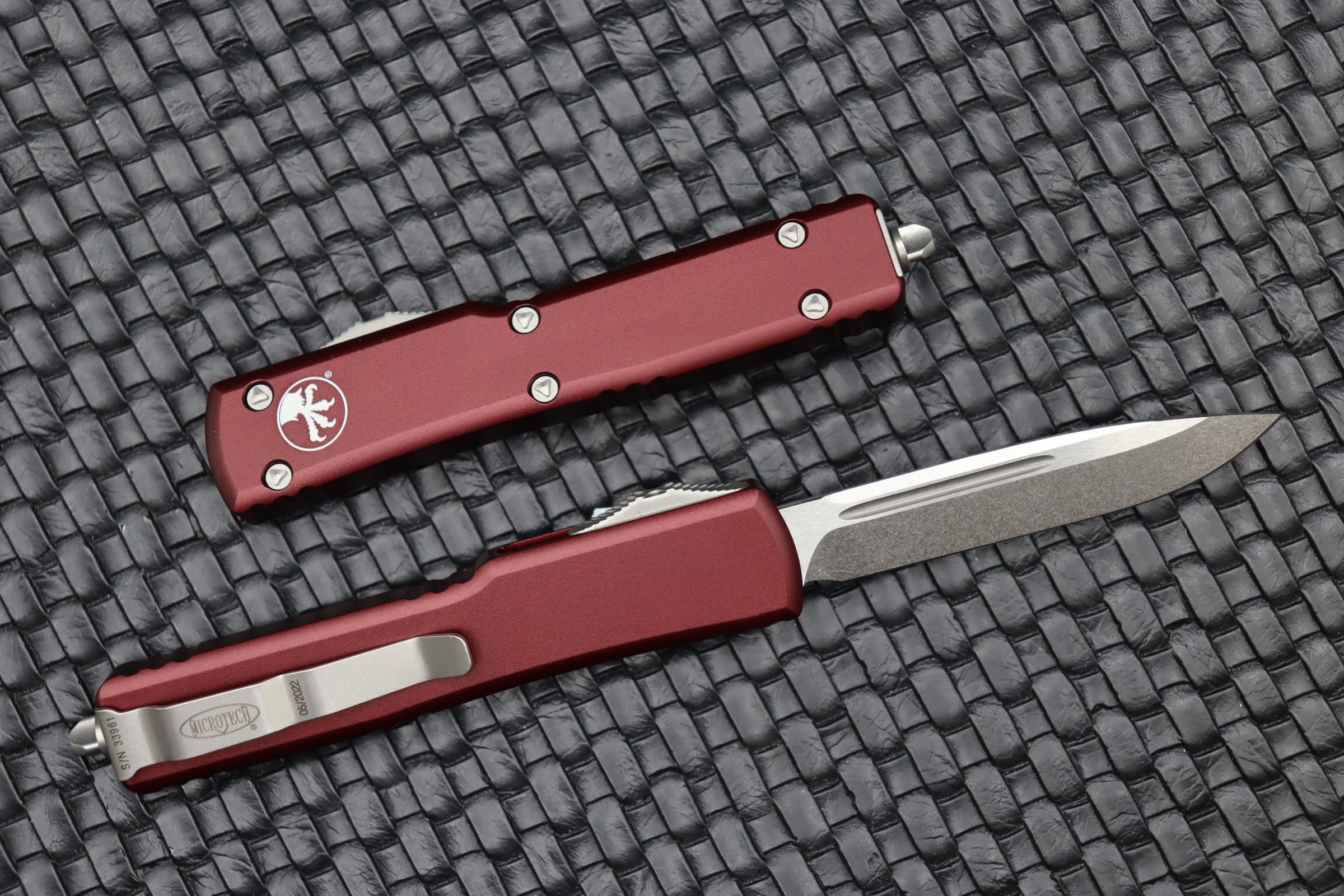 Microtech UTX-70 Premium Compact Tactical Knife - Stonewash & Merlot