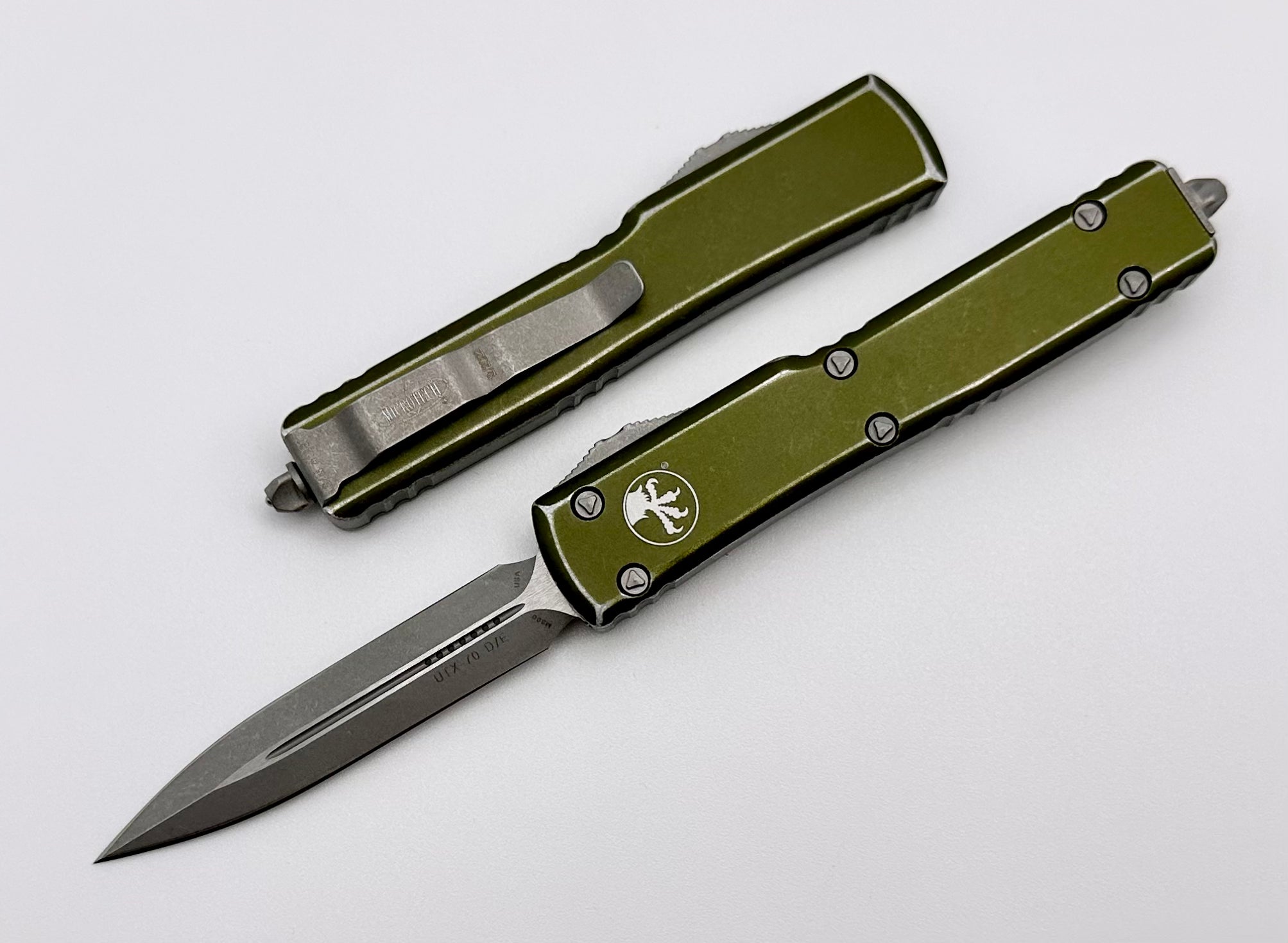 Microtech UTX-70 D/E Ultimate Compact EDC Knife - Distressed OD Green