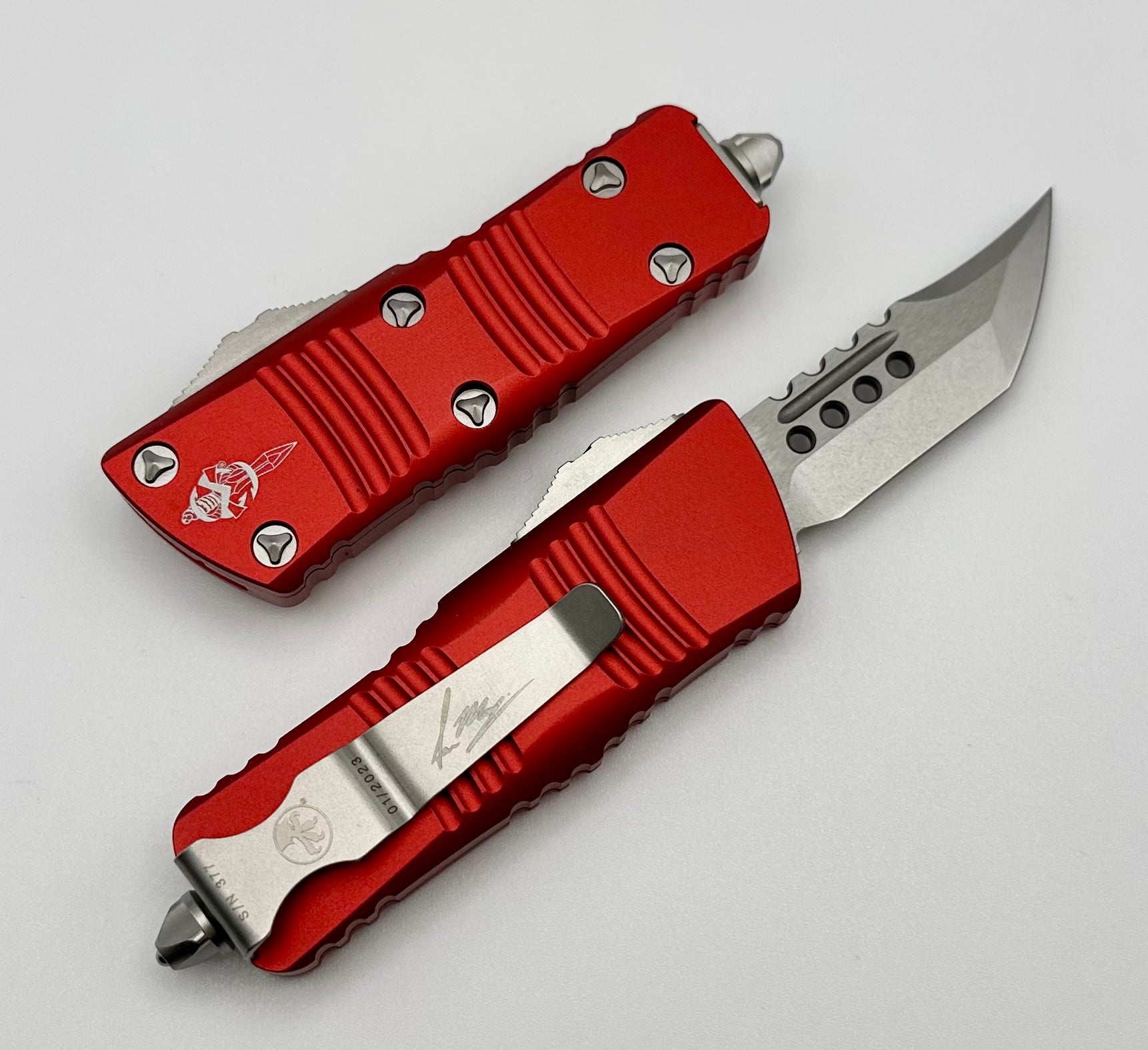 Microtech Mini Troodon Hellhound Stonewash & Red - Ultimate EDC Knife