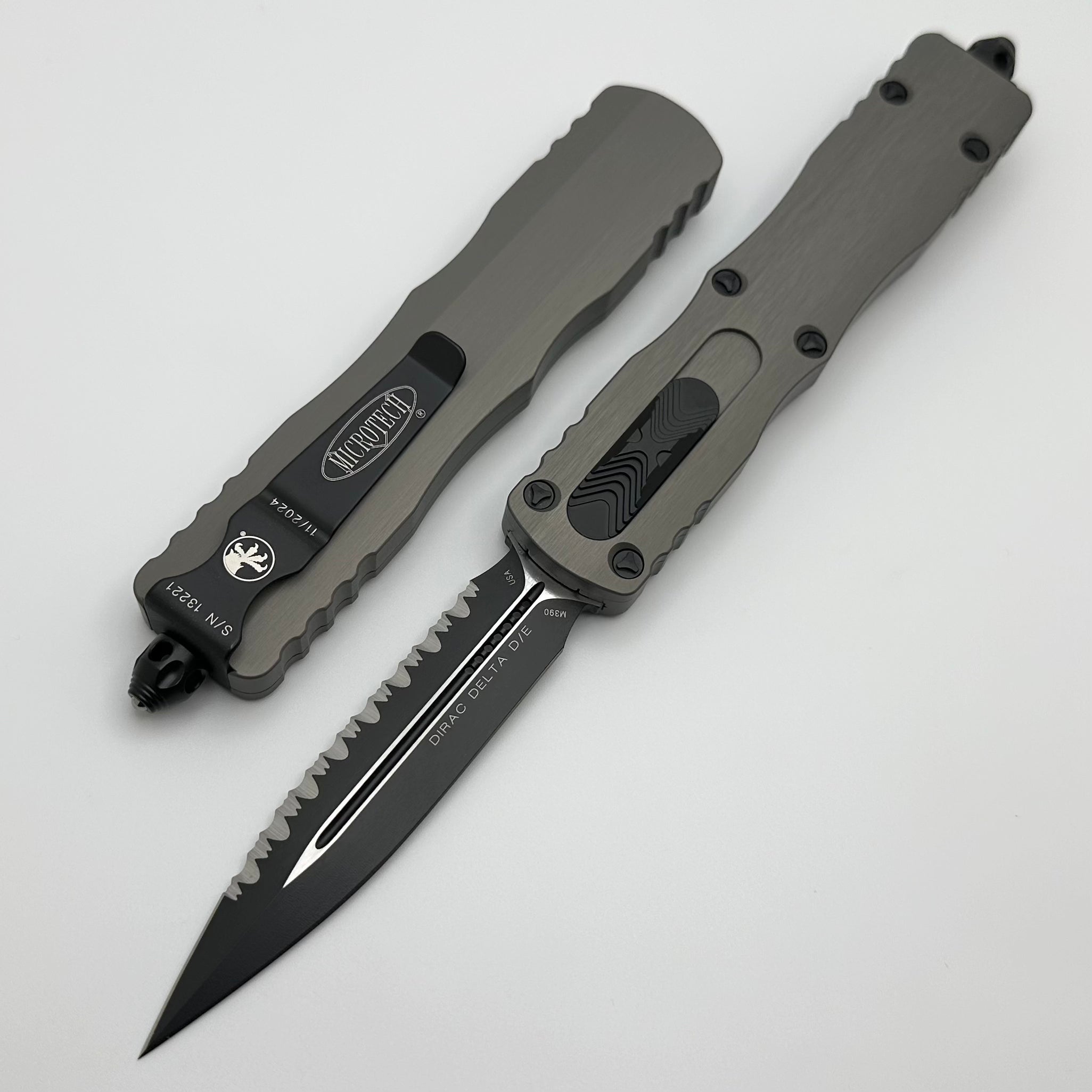 Microtech Dirac Delta Ultimate Tactical OTF Knife - Full Serrated Black D/E 227-3NC