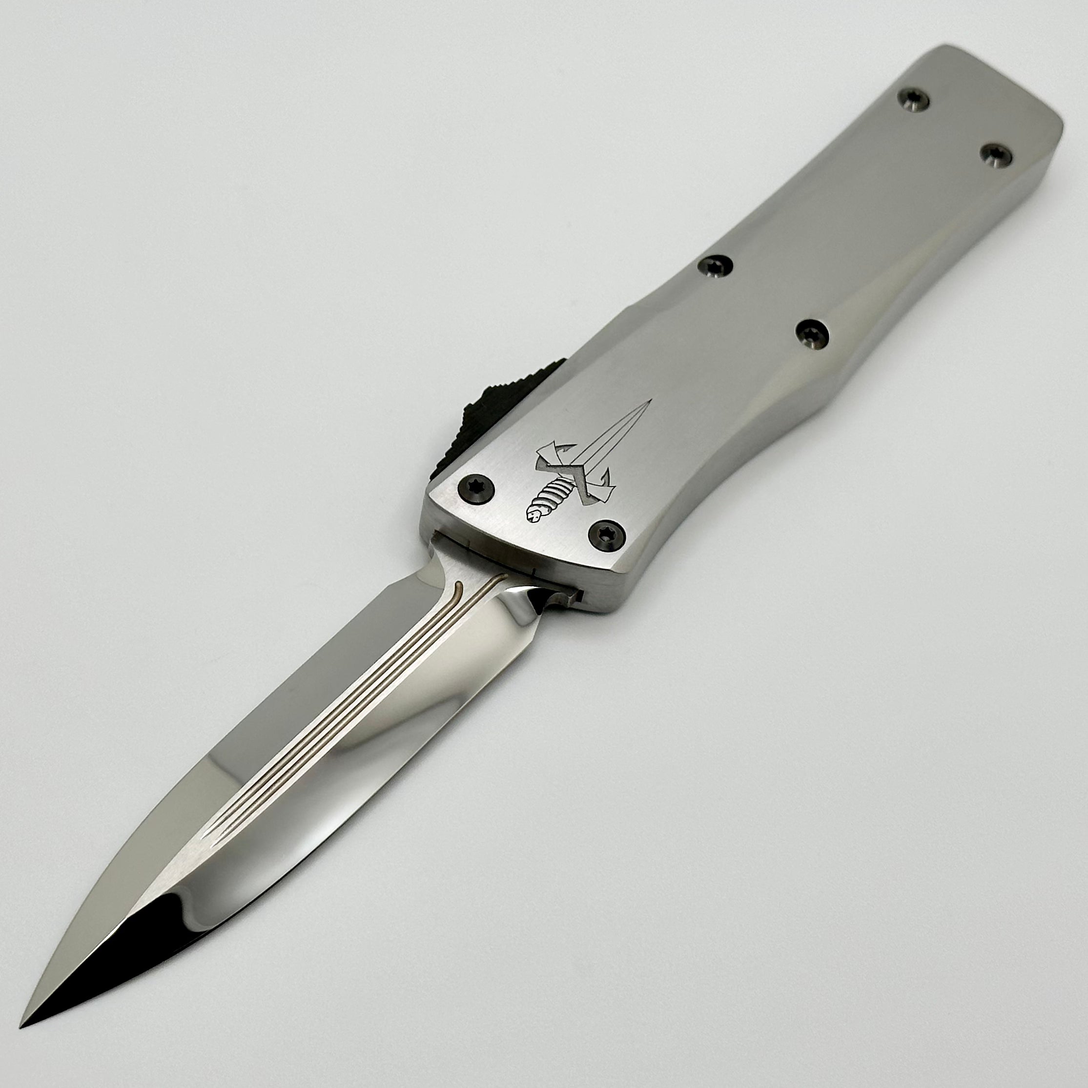 Marfione Custom Knives Combat Troodon O-Yari: Premium Mirror Polish M390 Blade with Satin Finish & Carbon Fiber Button