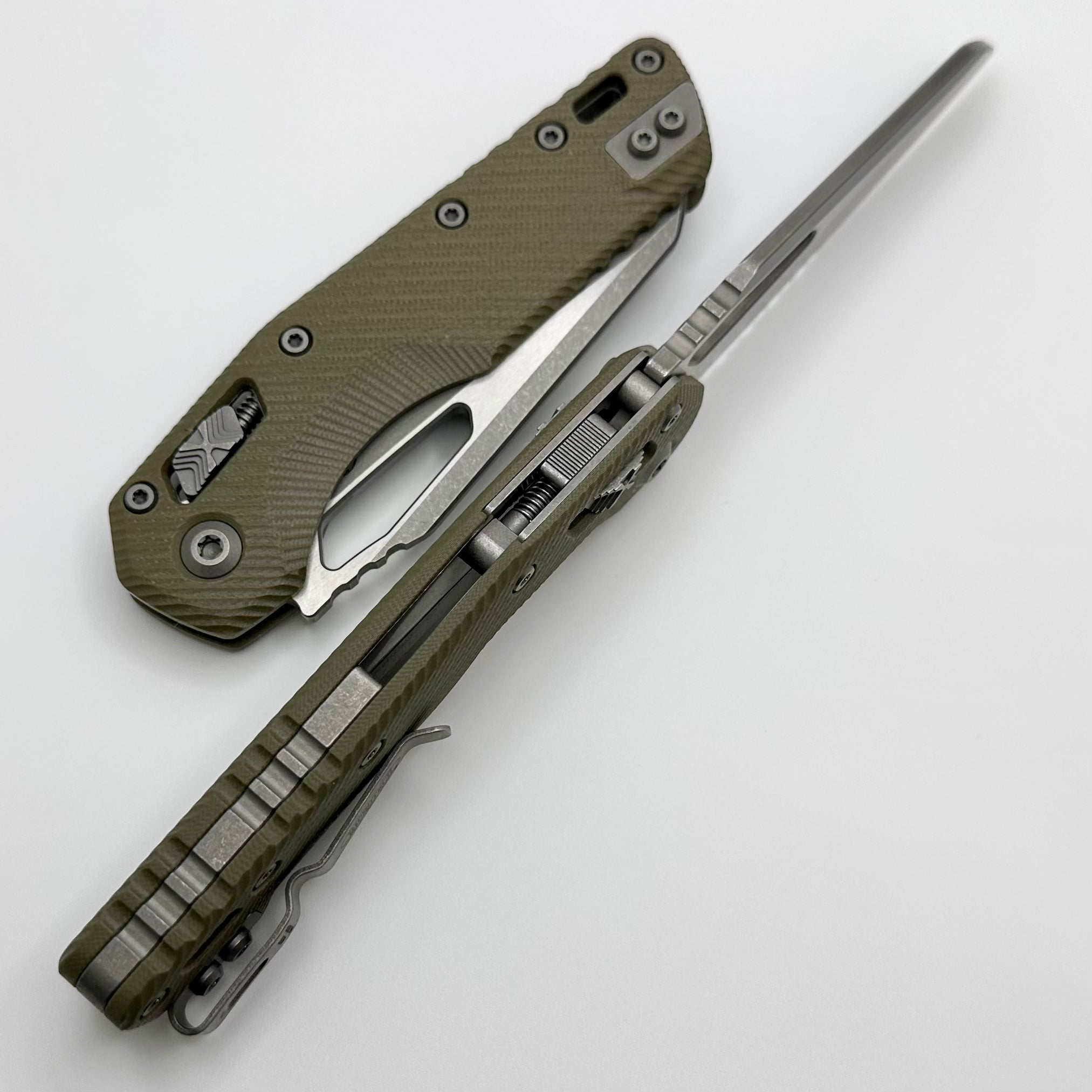 Microtech MSI RAM LOK Folding Knife - Premium OD Green G-10 Handle, Apocalyptic M390MK Blade