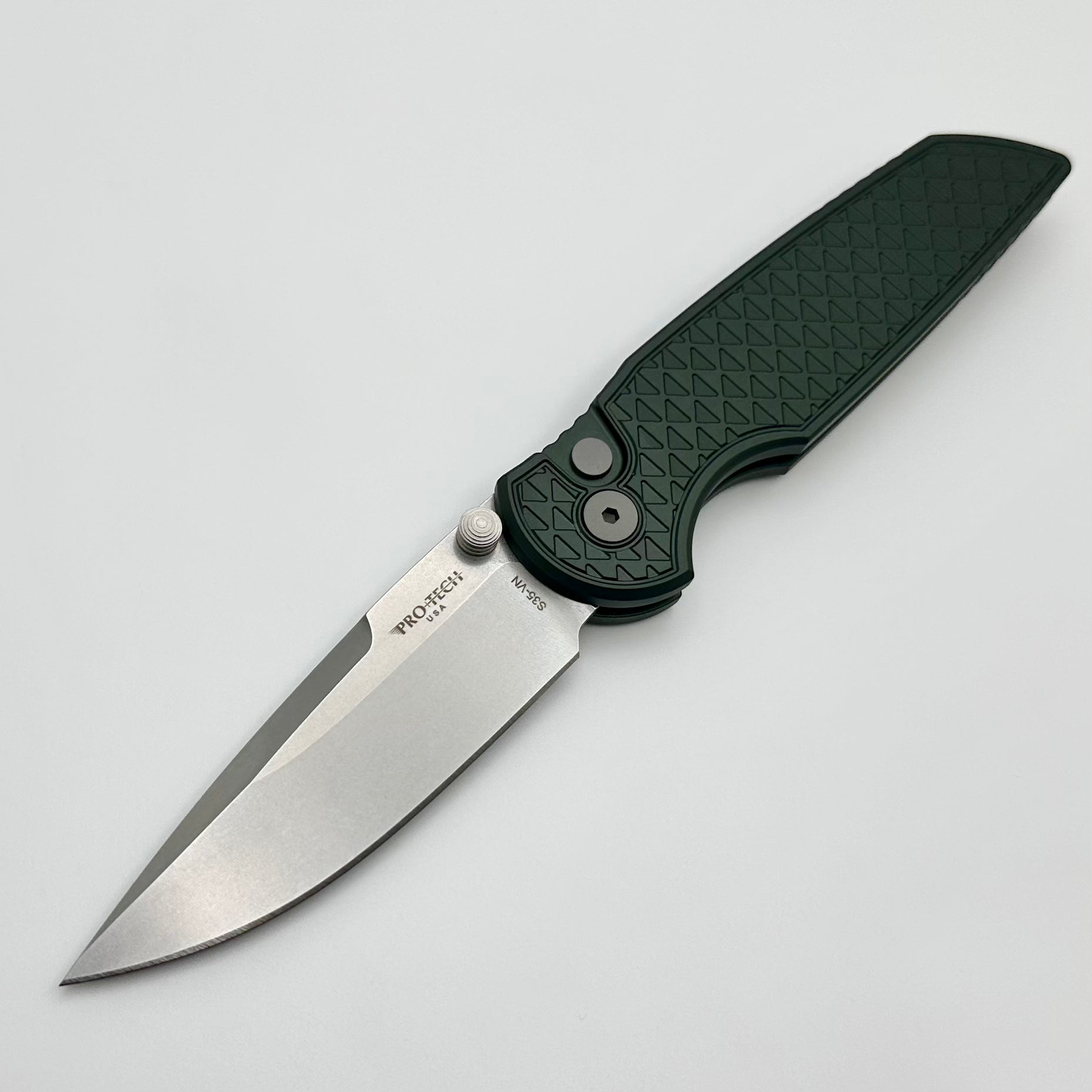 Pro-Tech TR-3 Integrity Manual Folding Knife - Premium Green Aluminum Handle with Stonewash S35VN Blade