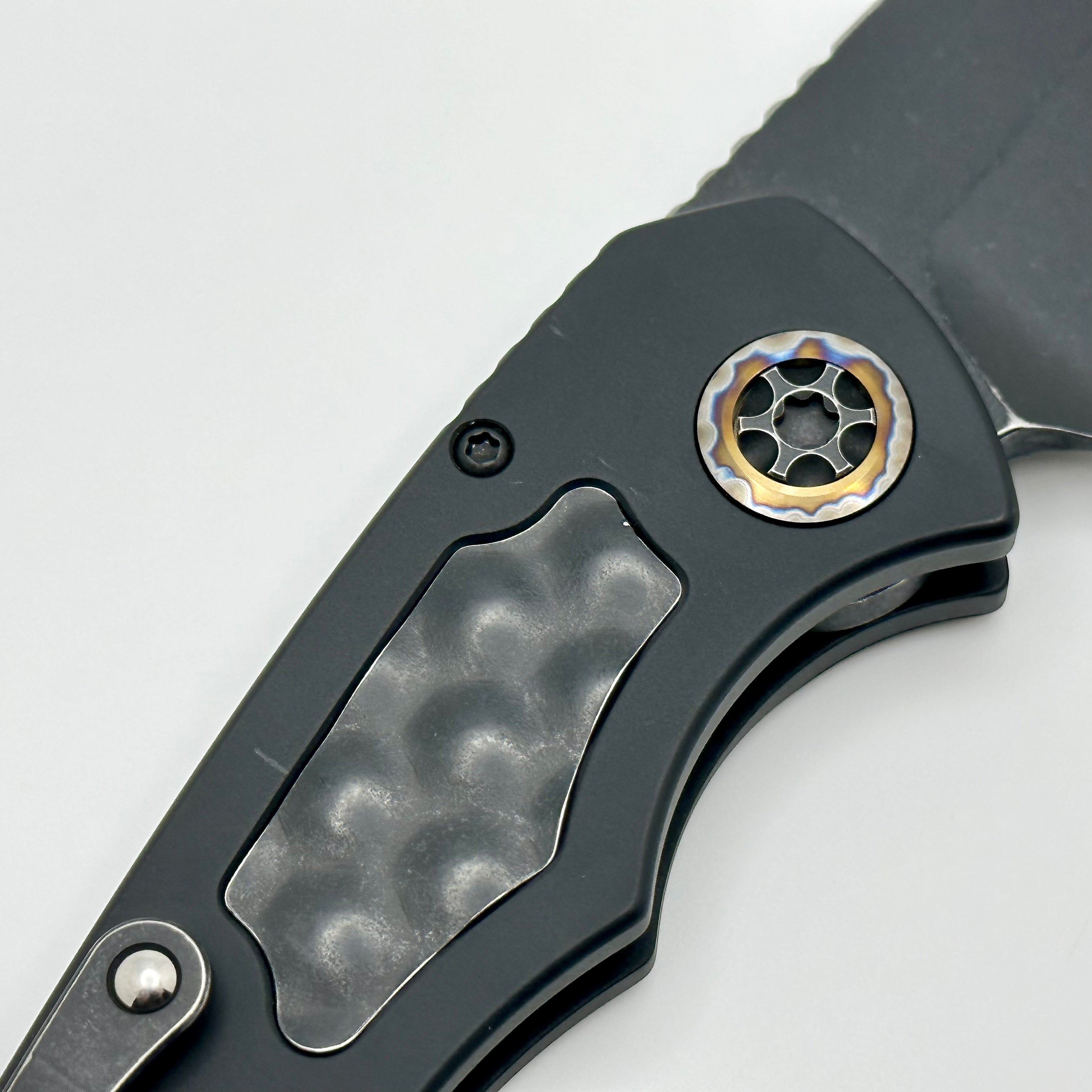 Heretic Knives Pariah Auto Battleworn Black w/ Bubble Inlays & MagnaCut Blade - Premium Pre-Owned Tactical Knife