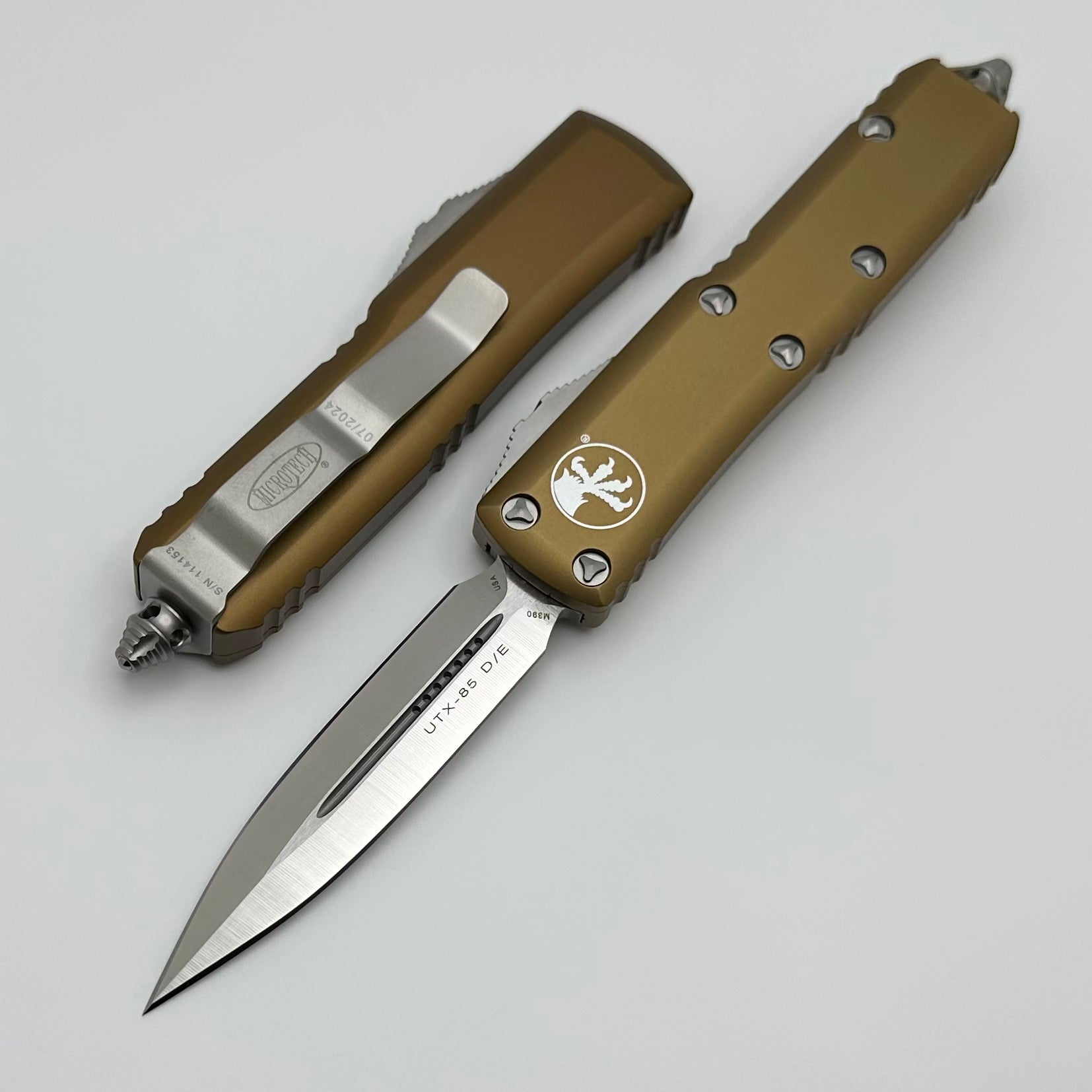 Premium Microtech UTX-85 Double Edge EDC Knife - Tan Handle