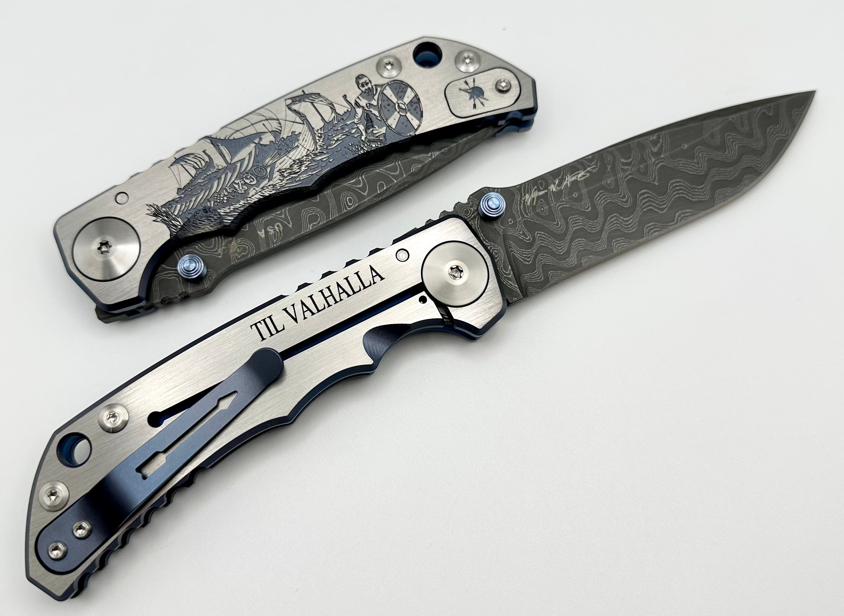 Spartan Blades Harsey Folder 2022 Special Edition Viking Long Boat w/ Premium Damascus Steel