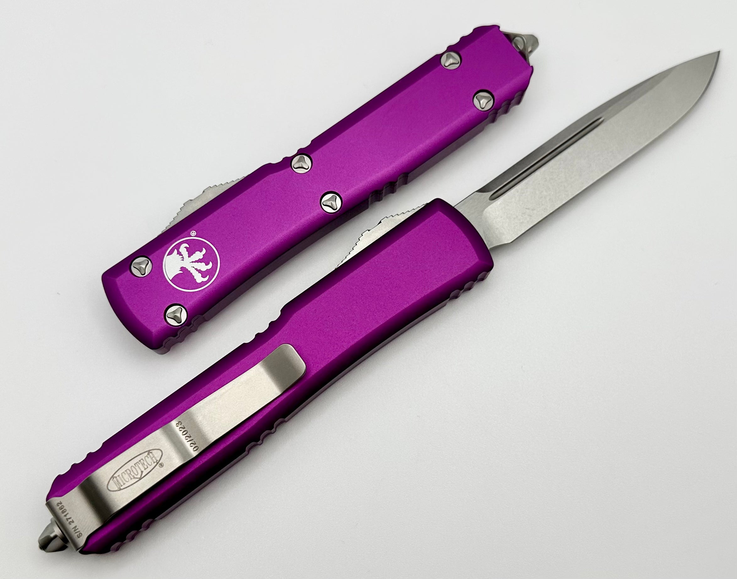 Microtech Ultratech Premium OTF Knife - Stonewash Finish & Violet Handle