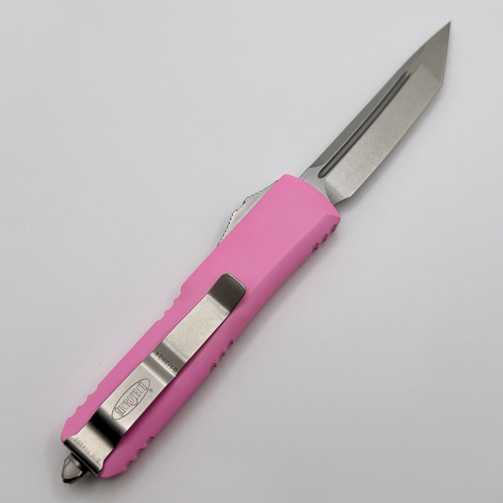 Premium Microtech UTX-85 Tanto Stonewash Knife - Blasted Pink (Pre-Owned)