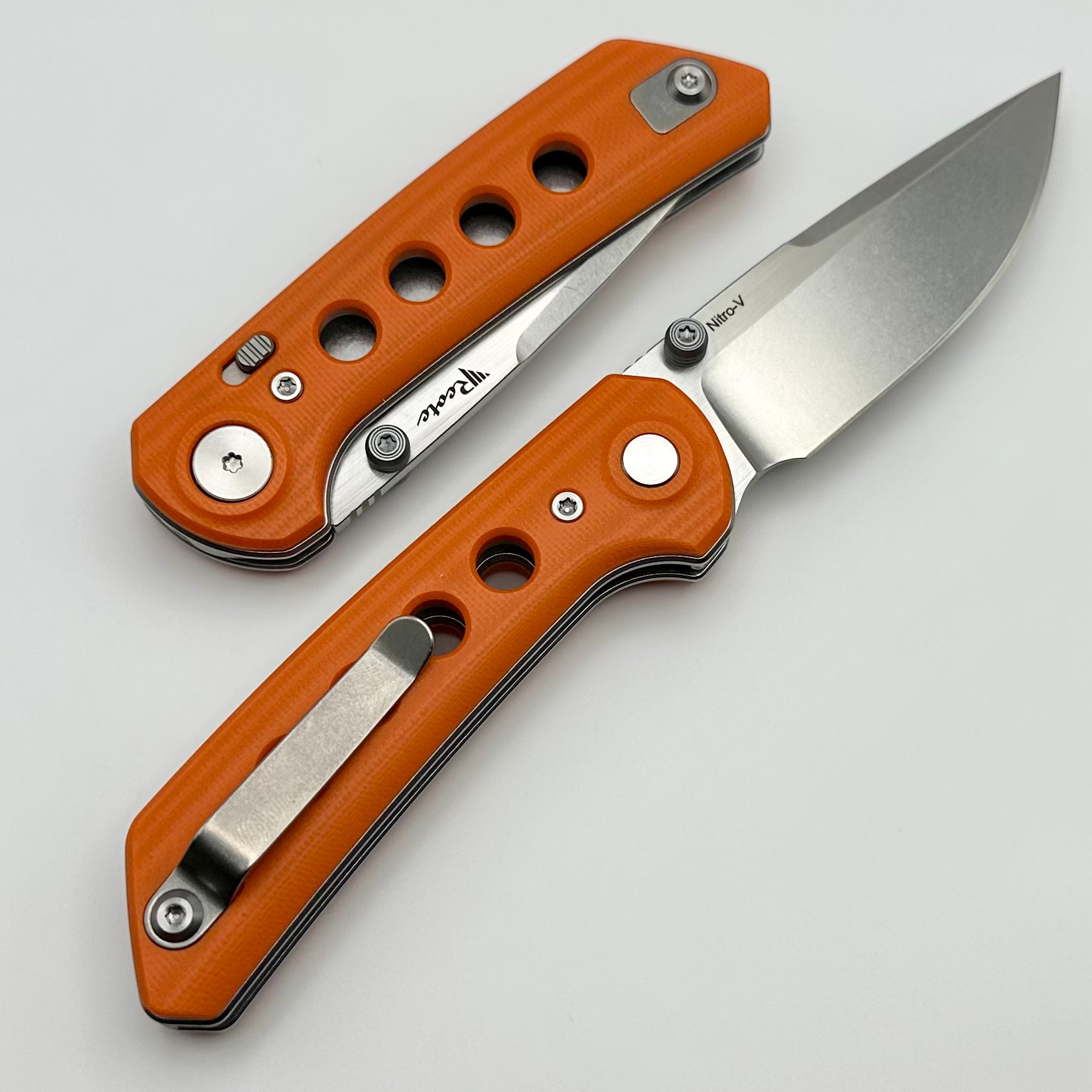 Reate PL-XT Ultimate EDC Folding Knife - Orange G-10 & Stonewash Nitro-V