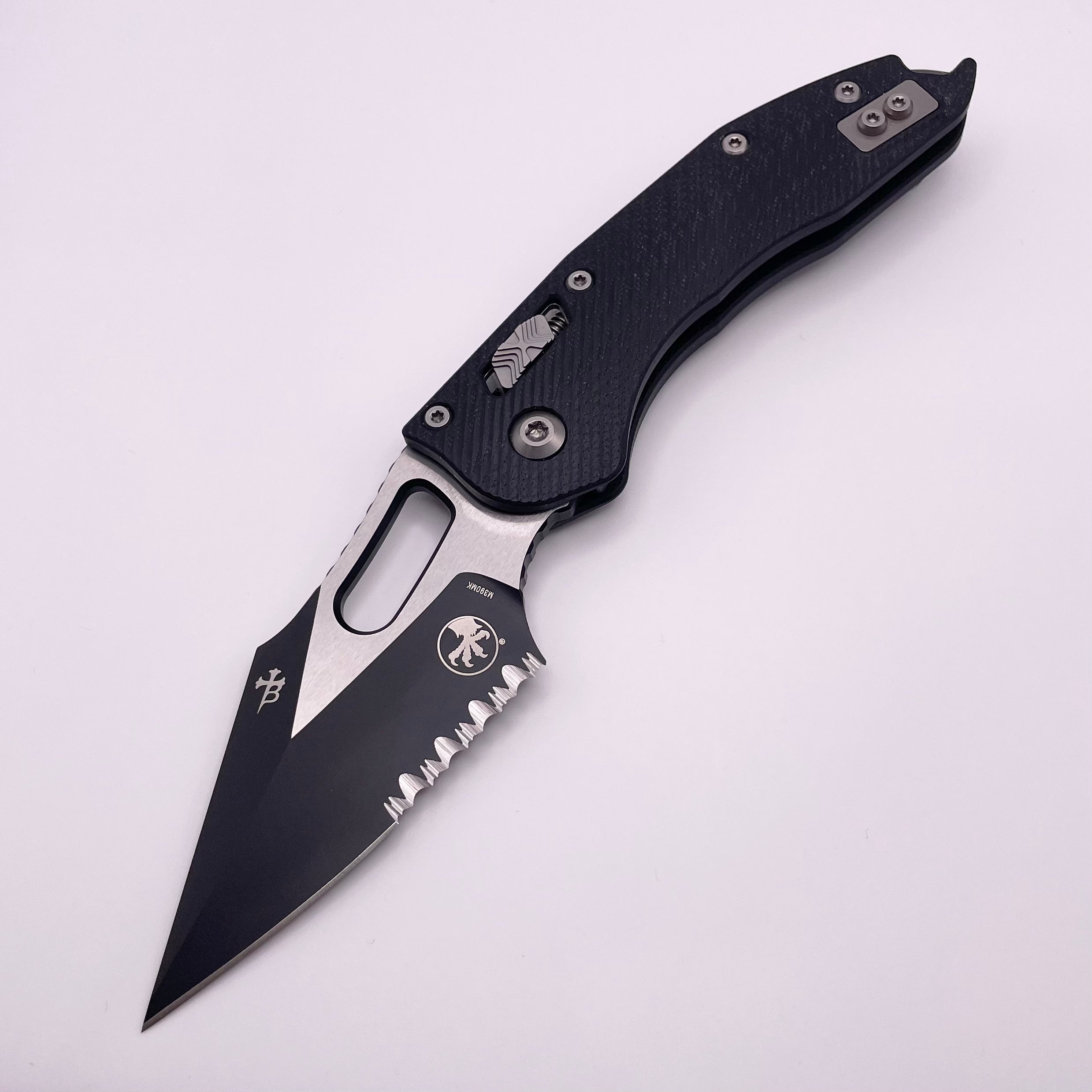 Premium Pre-Owned Microtech Stitch RAM LOK Knife - Black G-10 & Serrated M390MK Blade