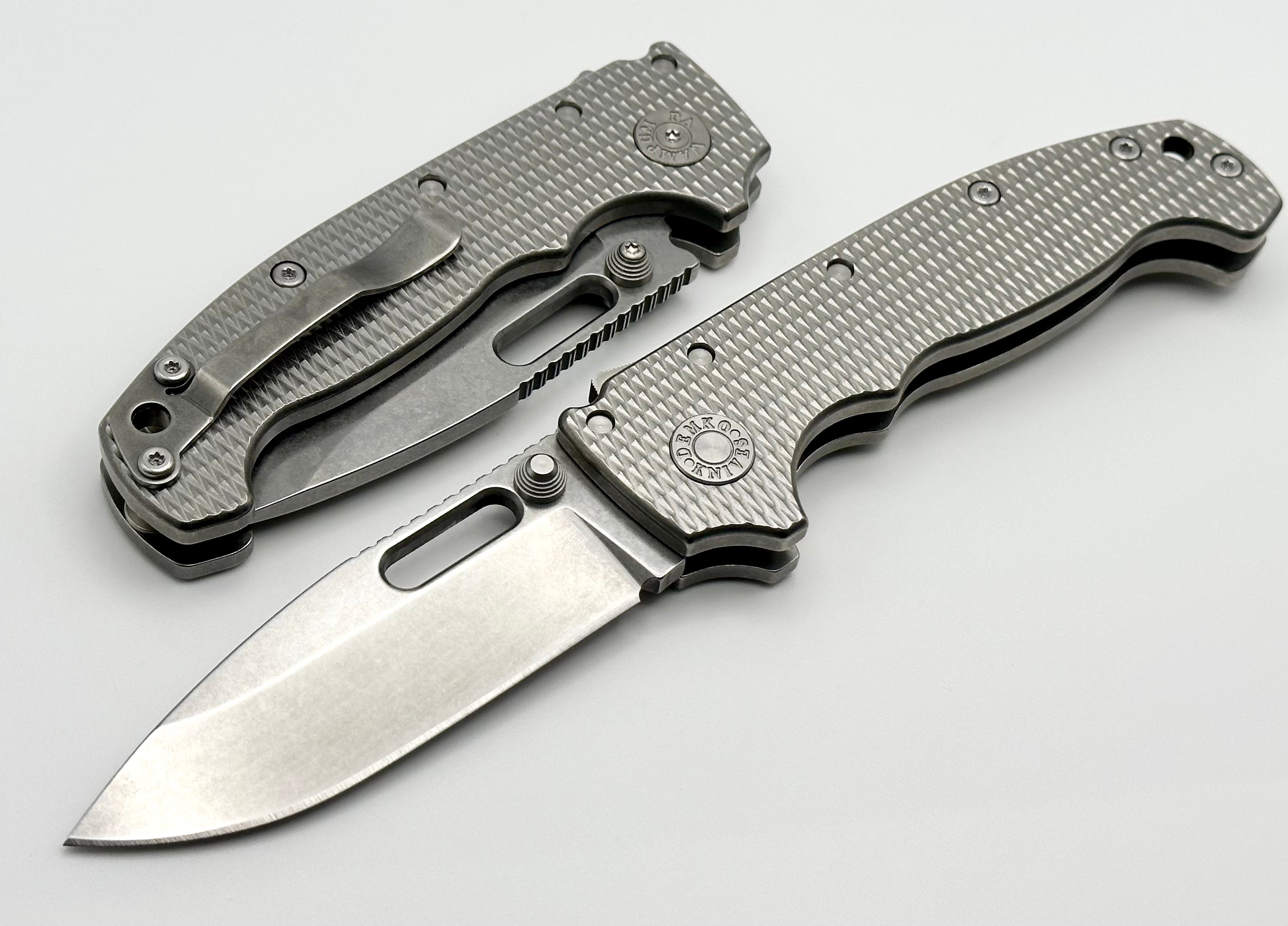 Premium Demko MG AD20 Drop Point 3V Knife with Textured Titanium Handle - Exclusive Edition