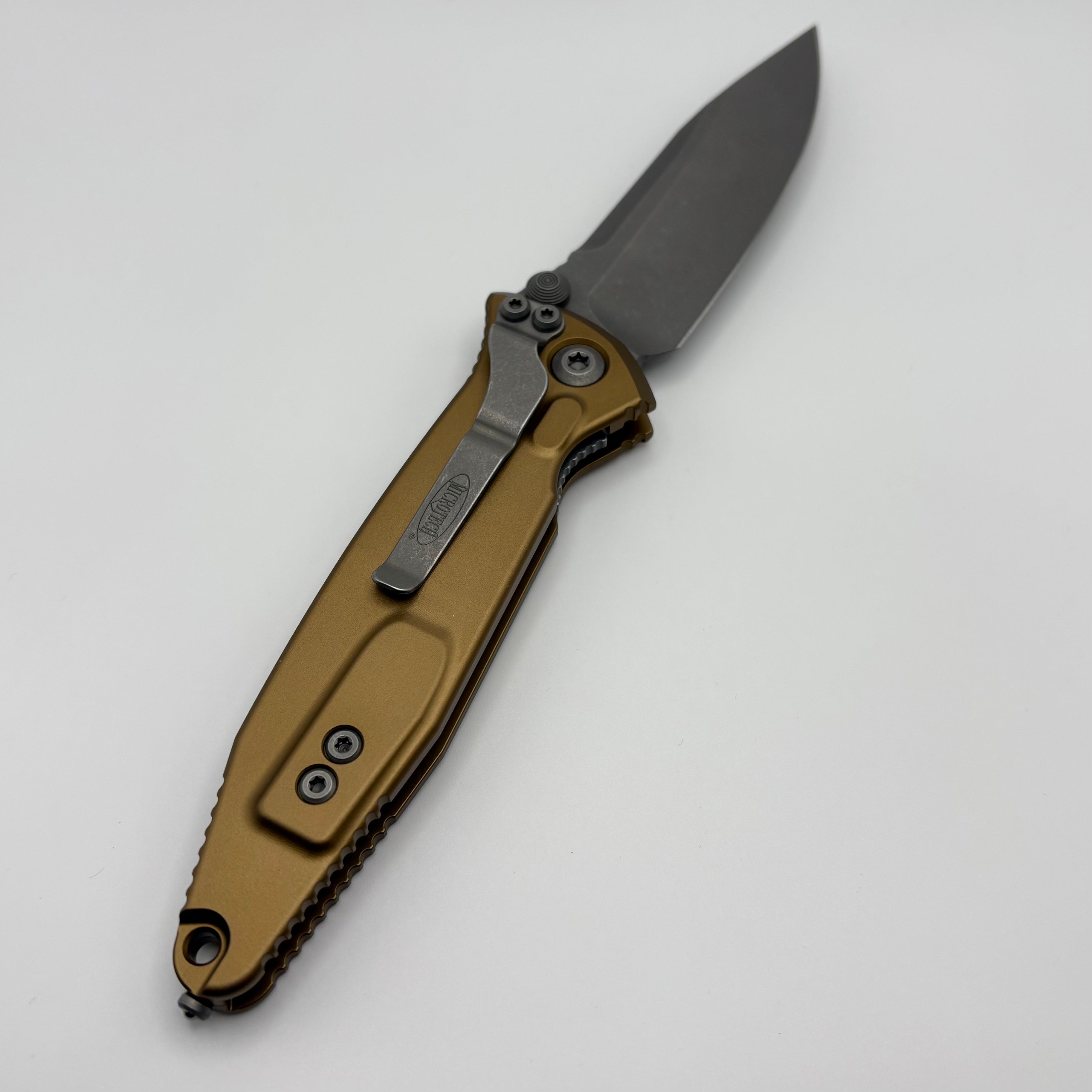 Pre-owned Microtech Socom Elite Manual Folding Knife - Tan Apocalyptic Finish