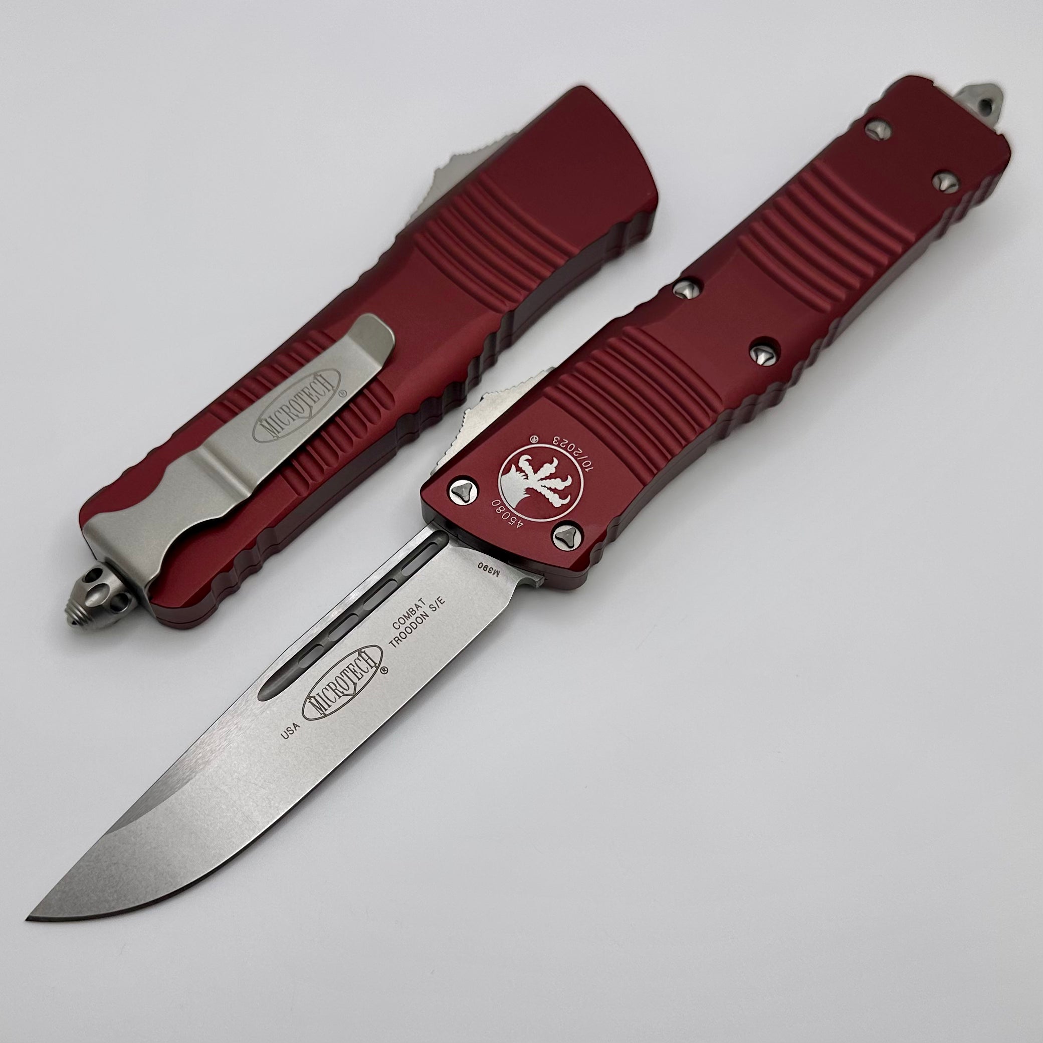 Premium Microtech Combat Troodon OTF Knife - Stonewash & Merlot