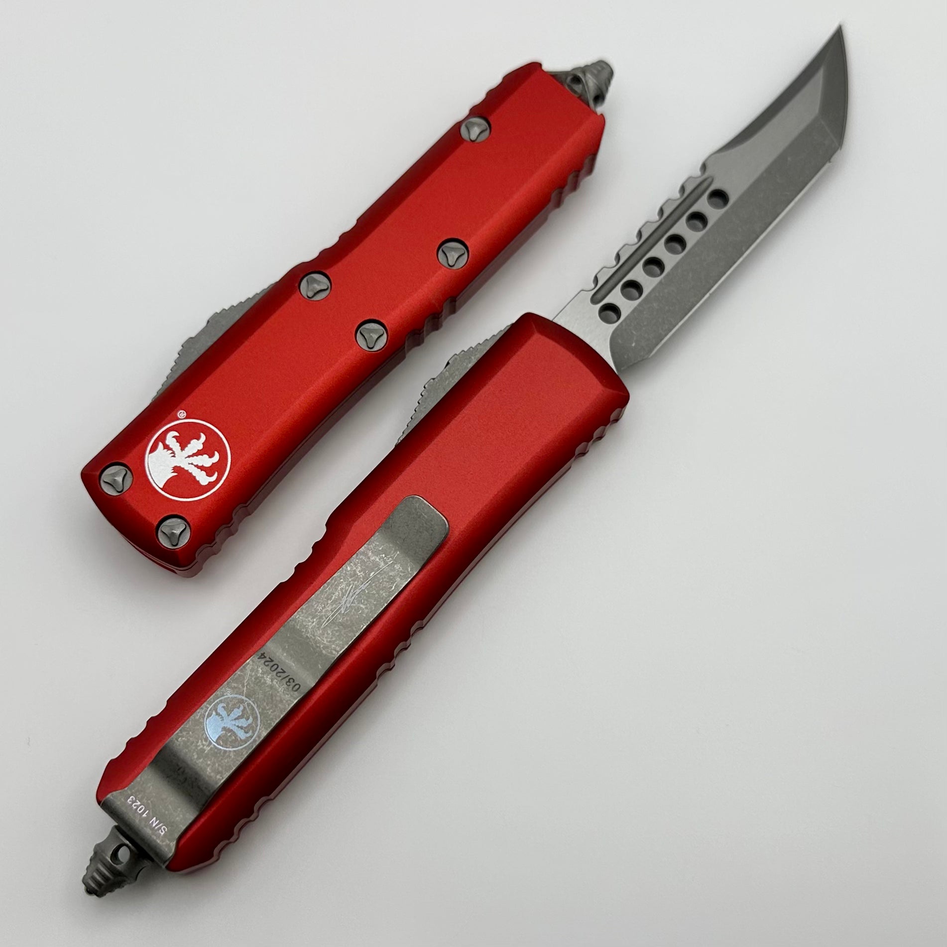 Premium Microtech UTX-85 Hellhound Apocalyptic Red Tactical Knife