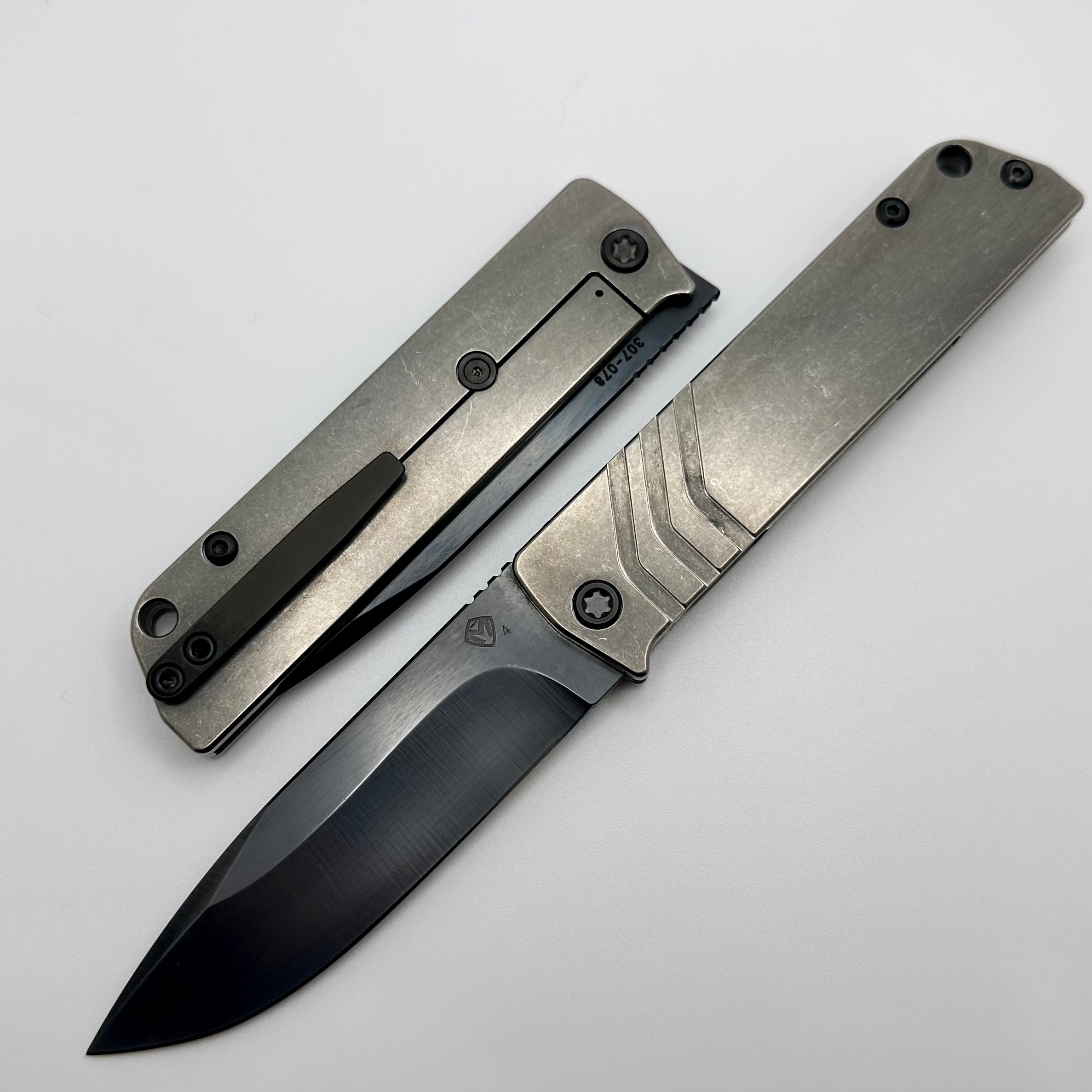 Premium Medford Antik Front Flipper Knife - PVD S45 Drop Point & Titanium Handles