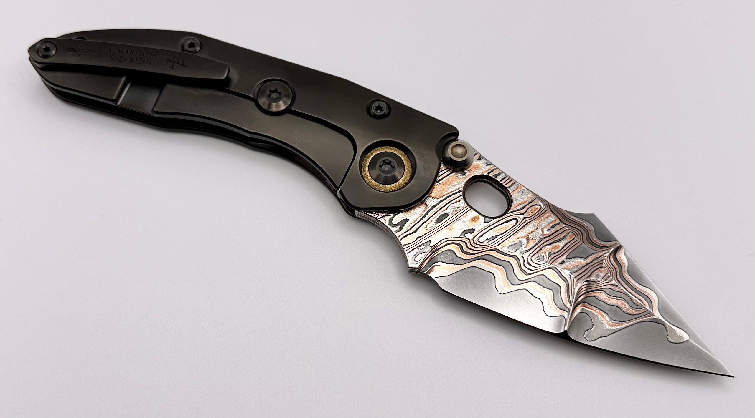 Premium Marfione Custom Stitch Knife with Double Star Grind & DLC Titanium Handle