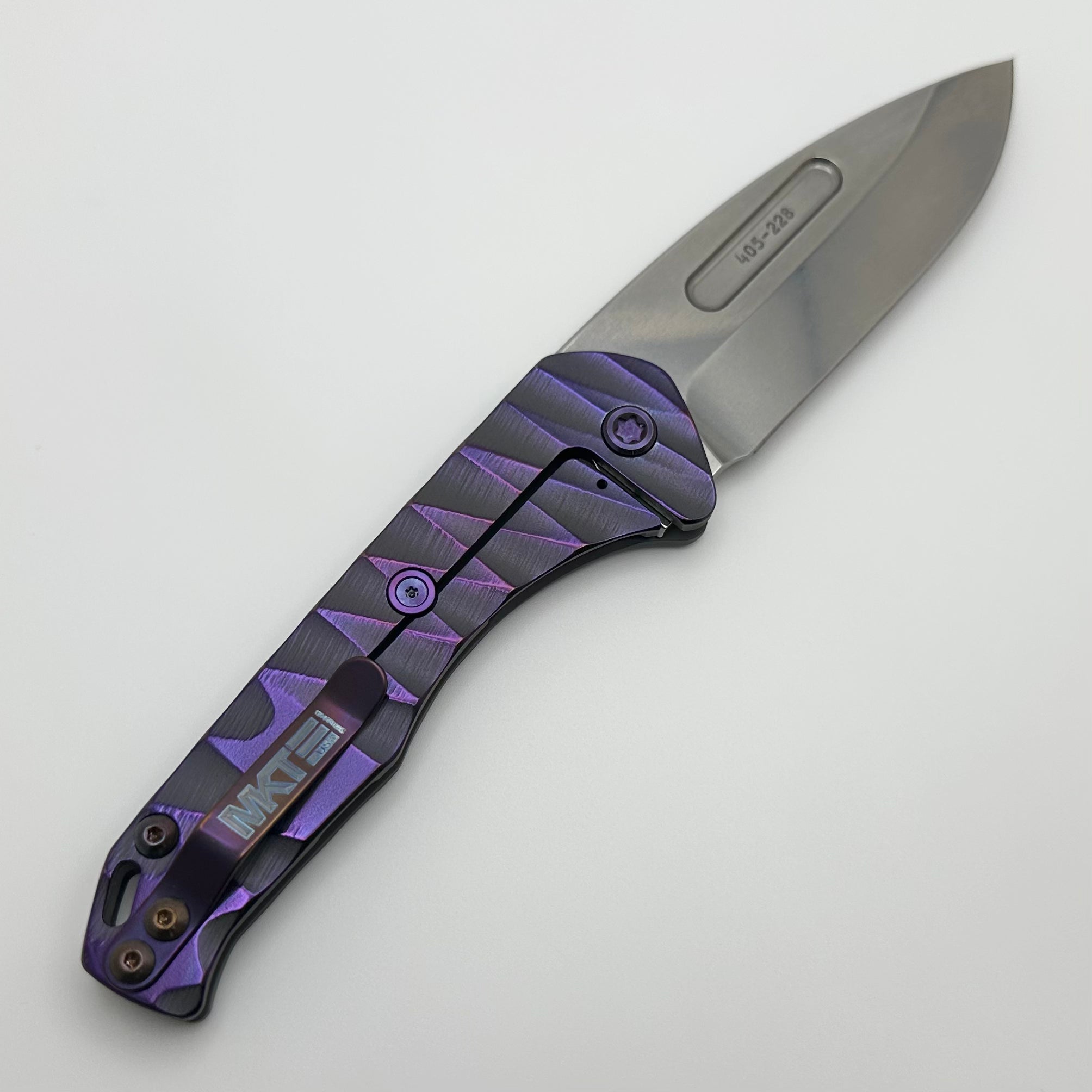 Medford Praetorian Slim S35VN Tactical Knife - Premium Drop Point Blade with Cement Violet Lightning Handles