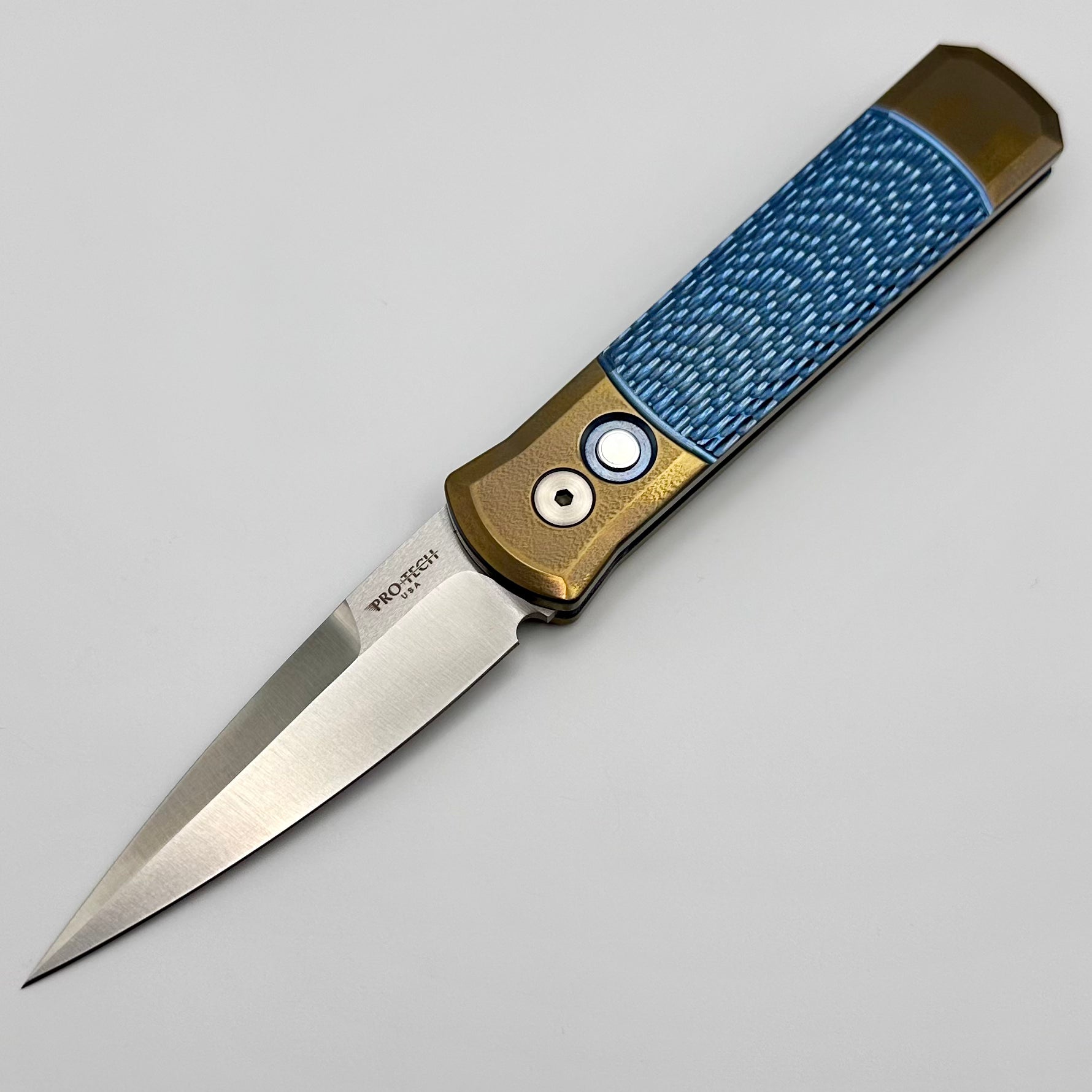Pro-Tech Godson Bronze Titanium Custom Knife - Premium Stiletto Design