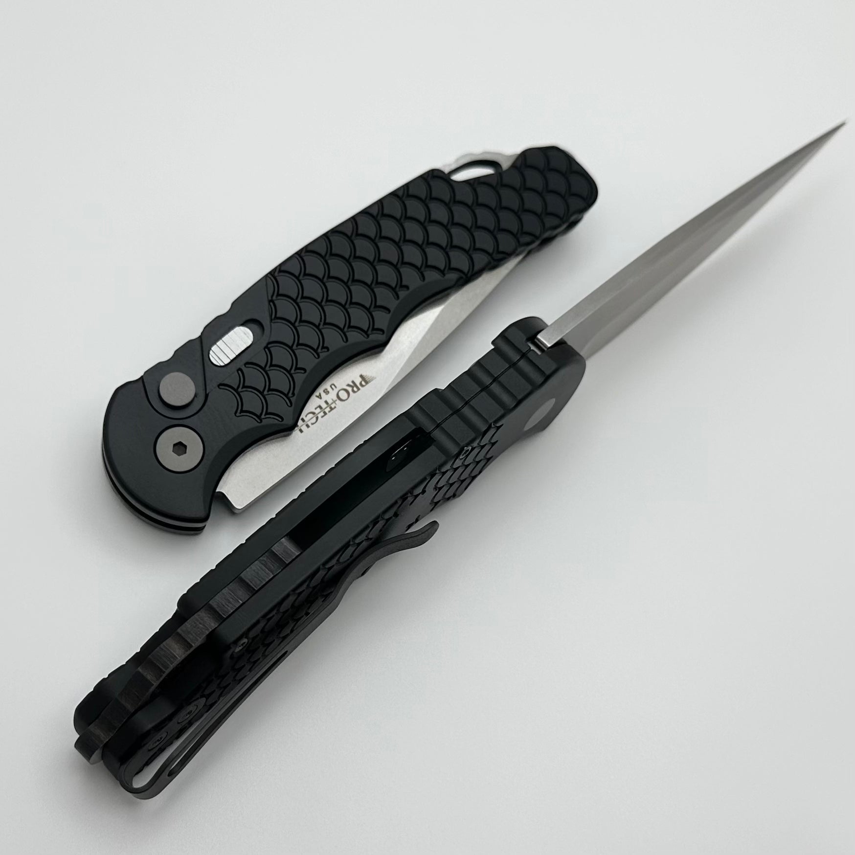 Pro-Tech TR-5 Ultimate EDC Automatic Knife - Black Fish Scale Handle, Stonewash S35VN Blade