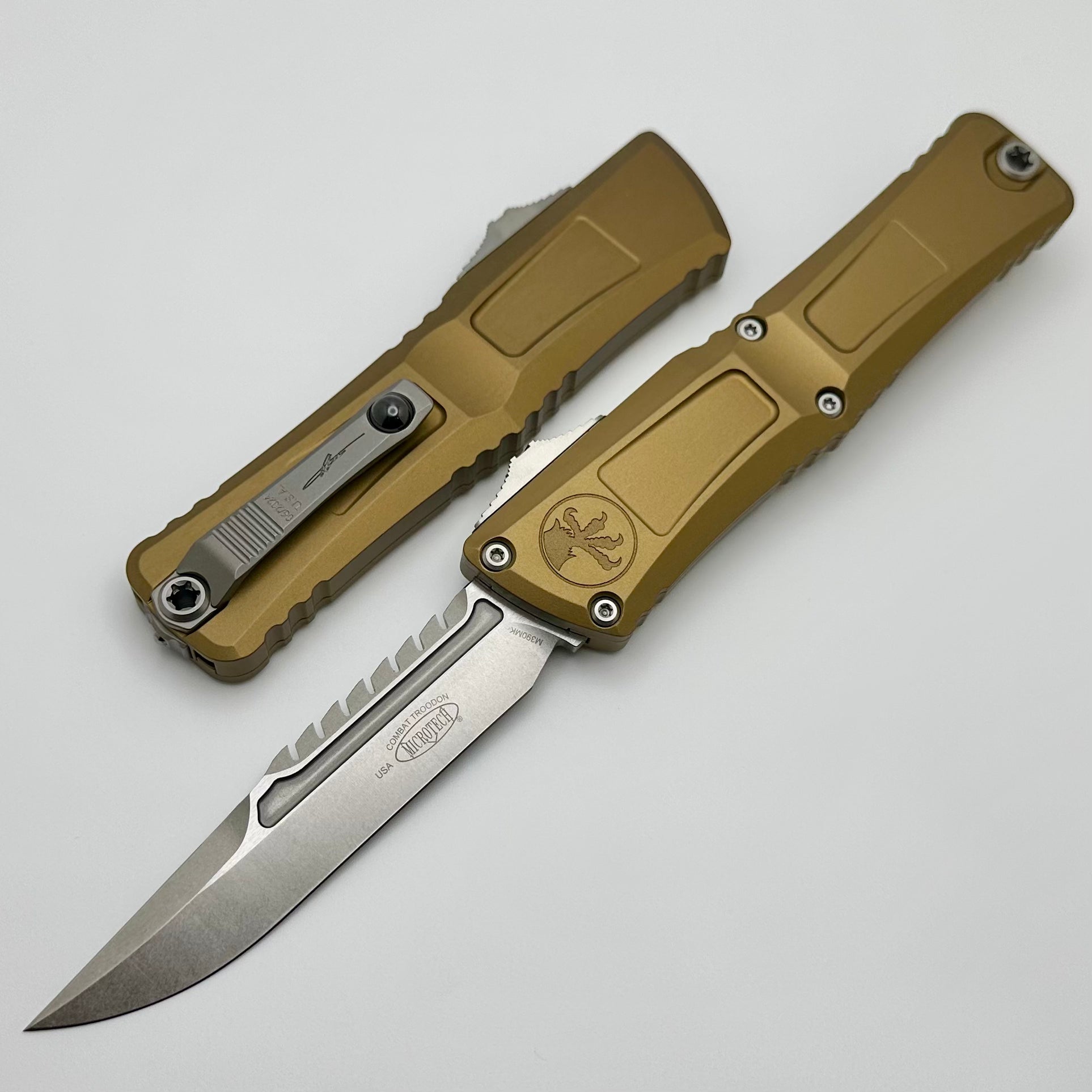 Microtech Premium Combat Troodon Gen III Tan Handle OTF Knife - Signature Series