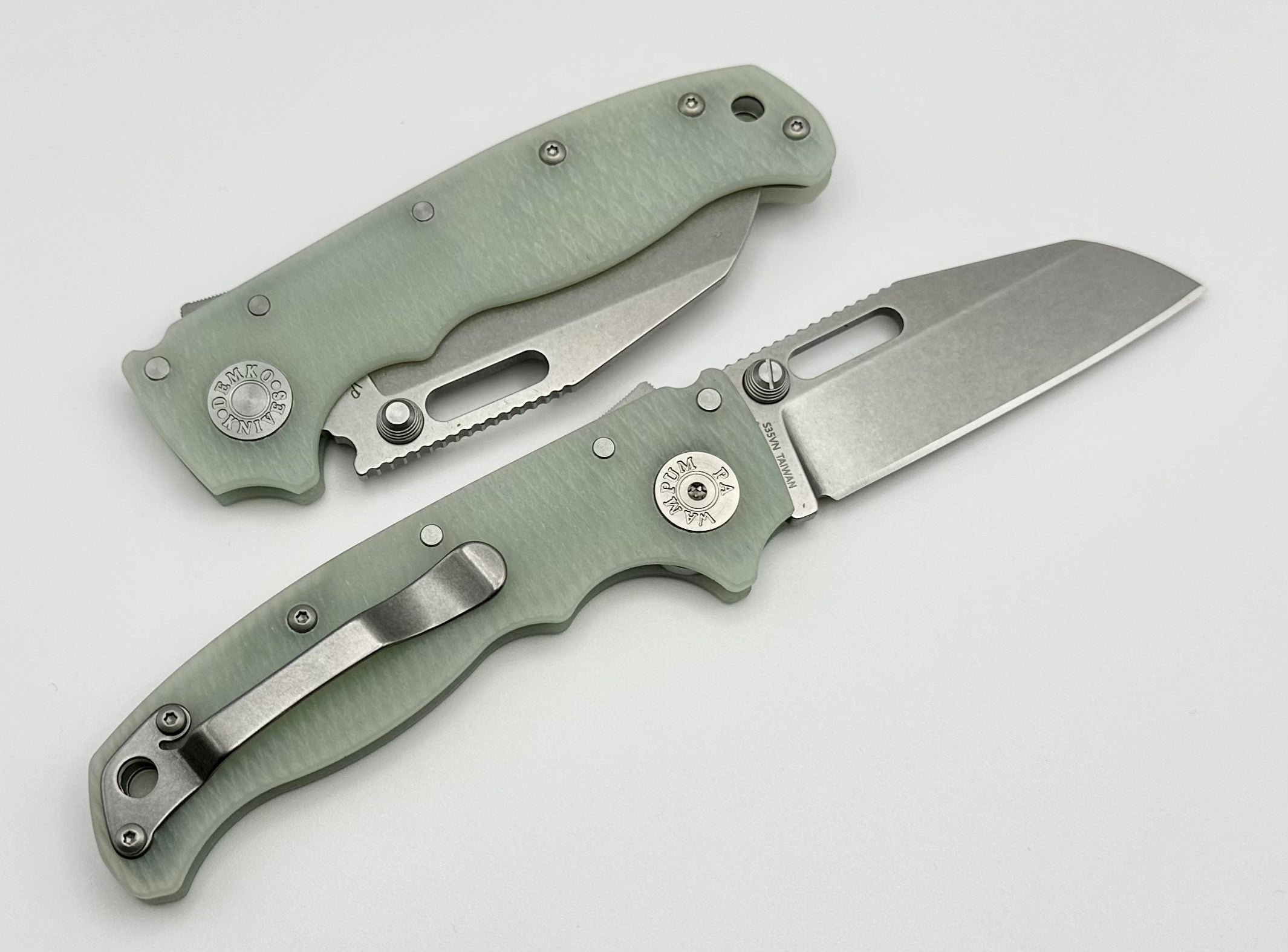 Demko AD20.5 Premium Folding Knife - S35VN Shark Foot Blade & Natural Jade G-10