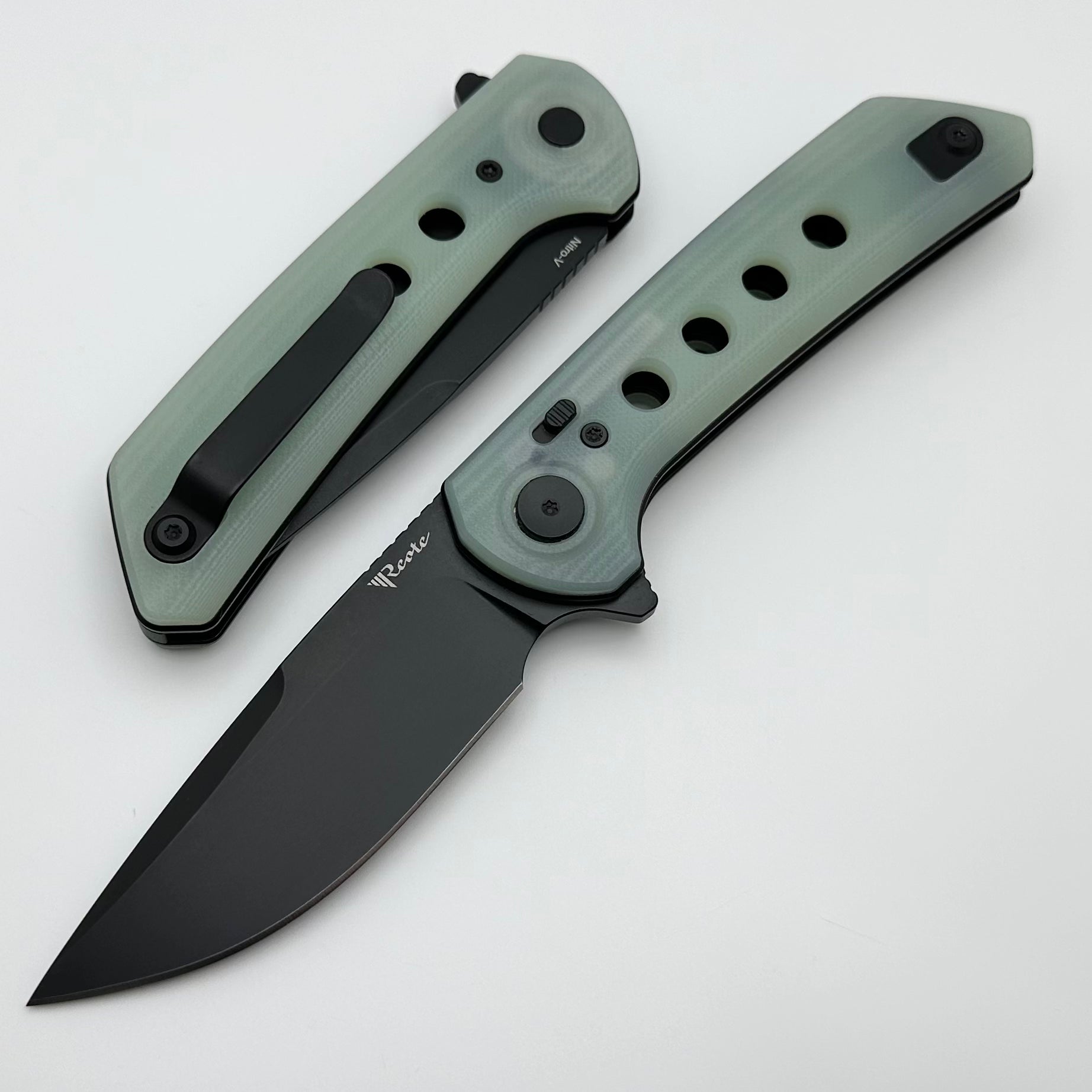 Reate Knives PL-XF Ultimate Folding Knife - Jade G-10 Handles & PVD Nitro-V Blade