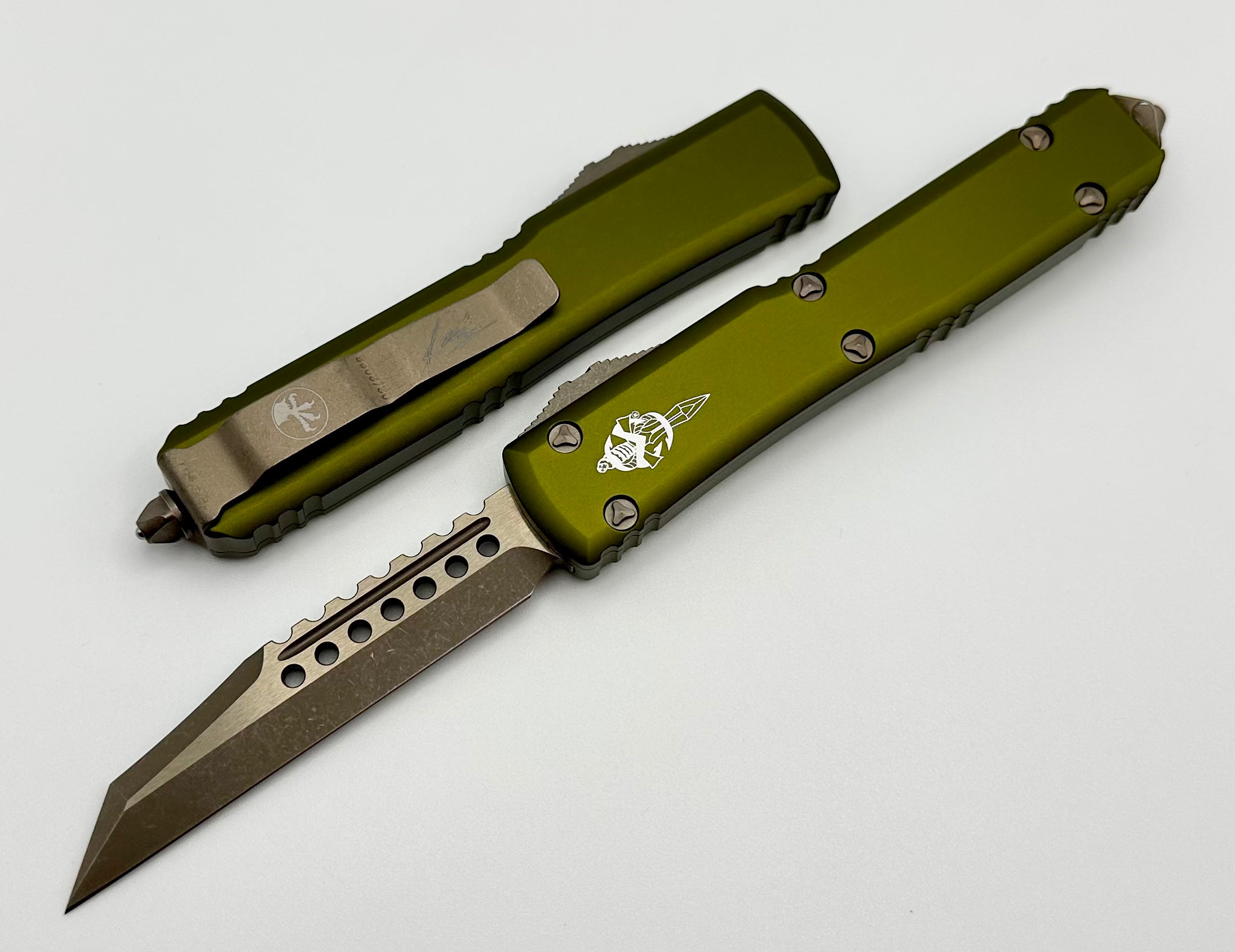 Premium Microtech Ultratech Warhound Apocalyptic Bronze & OD Green Tactical Knife