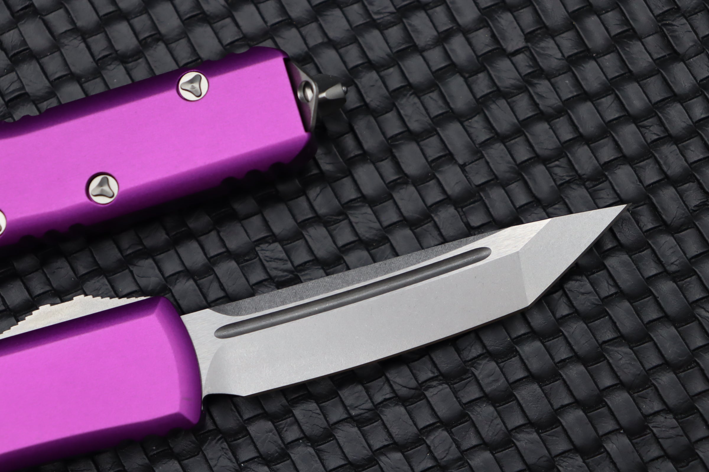 Premium Microtech UTX-85 Tanto Stonewash EDC Knife - Violet Edition