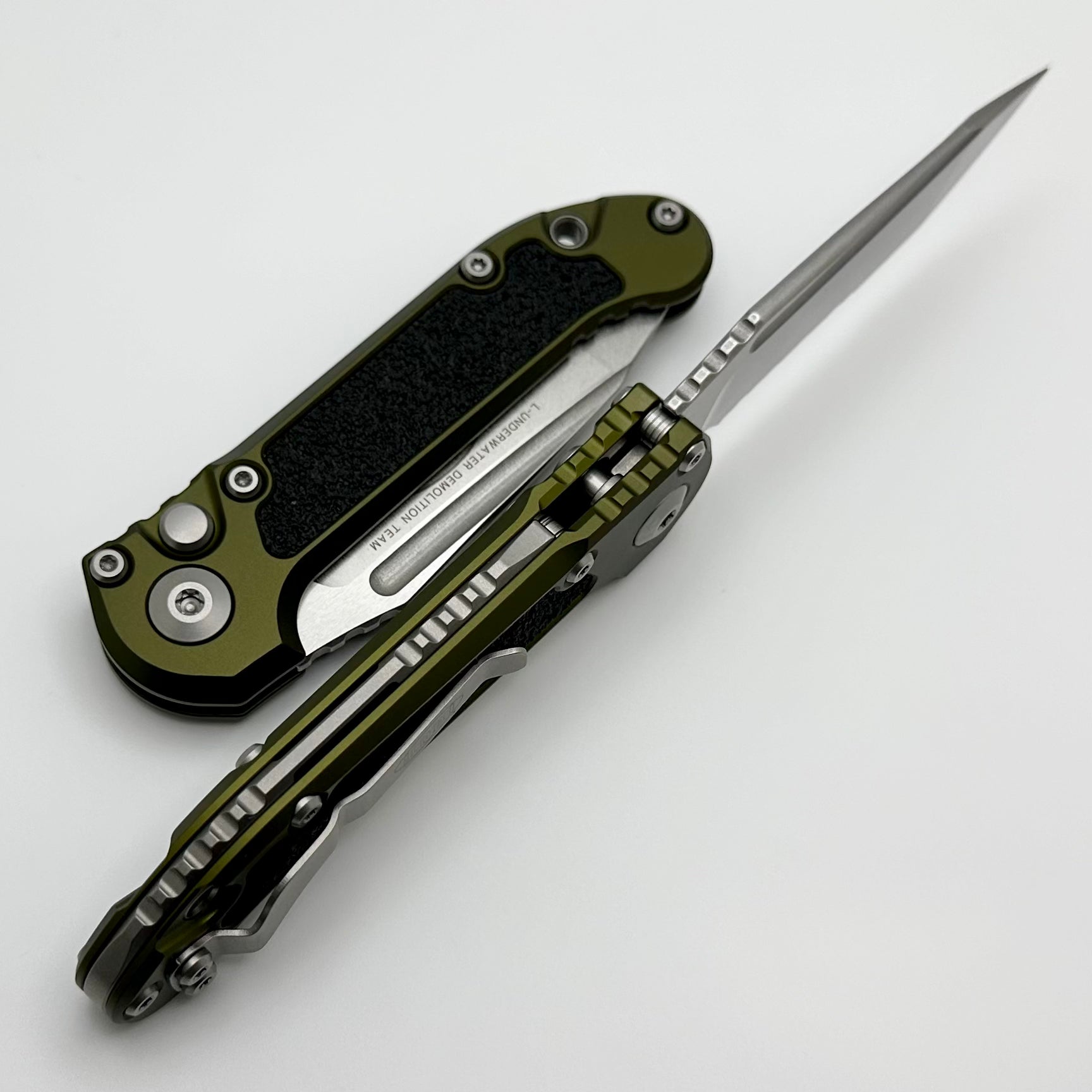 Premium Microtech LUDT Gen III Tactical Knife - Stonewash Tanto Blade with OD Green Handle