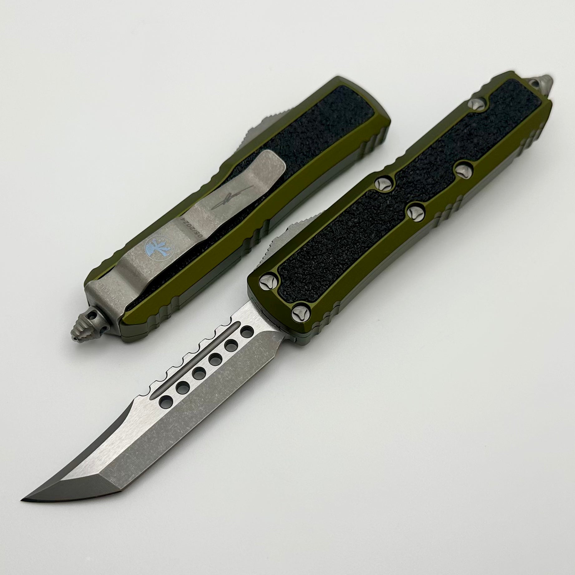 Premium Microtech Daytona Hellhound Apocalyptic Folding Knife - OD Green Signature Series