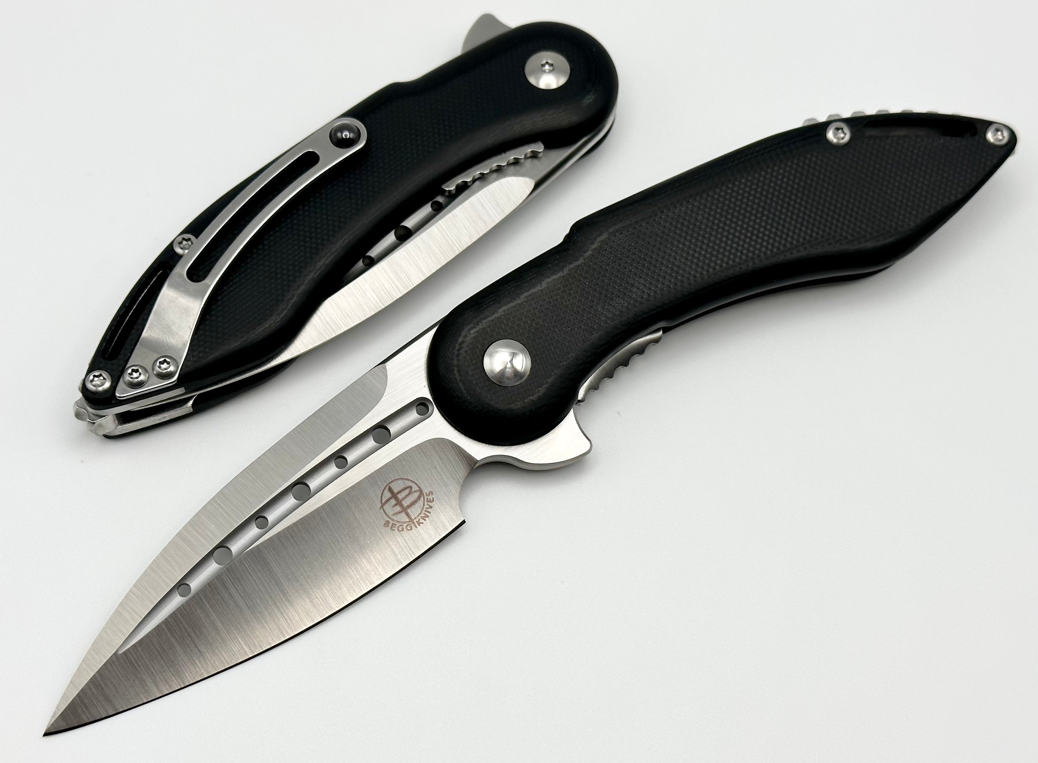 Premium Mini Glimpse Folding Knife by Begg Knives - Black G-10 & D2 Steel