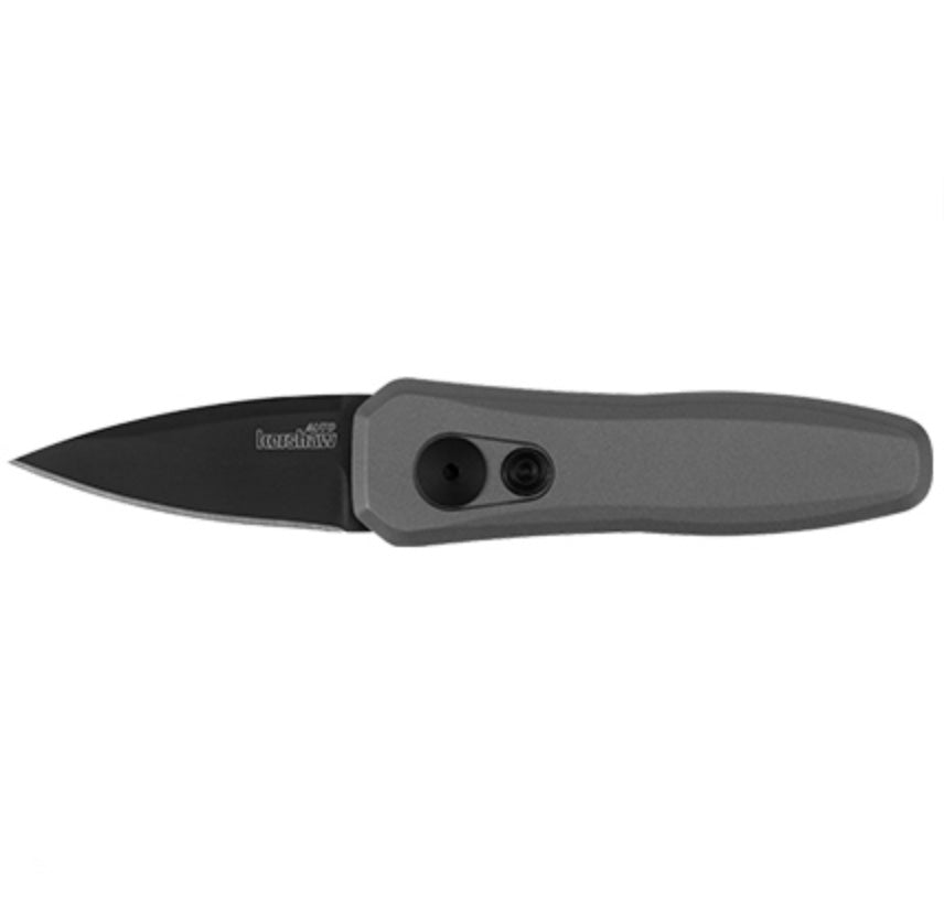 Kershaw Launch 4 Compact Automatic Knife - Premium Gray Aluminum Handle & Cerakote Black CPM-154 Blade