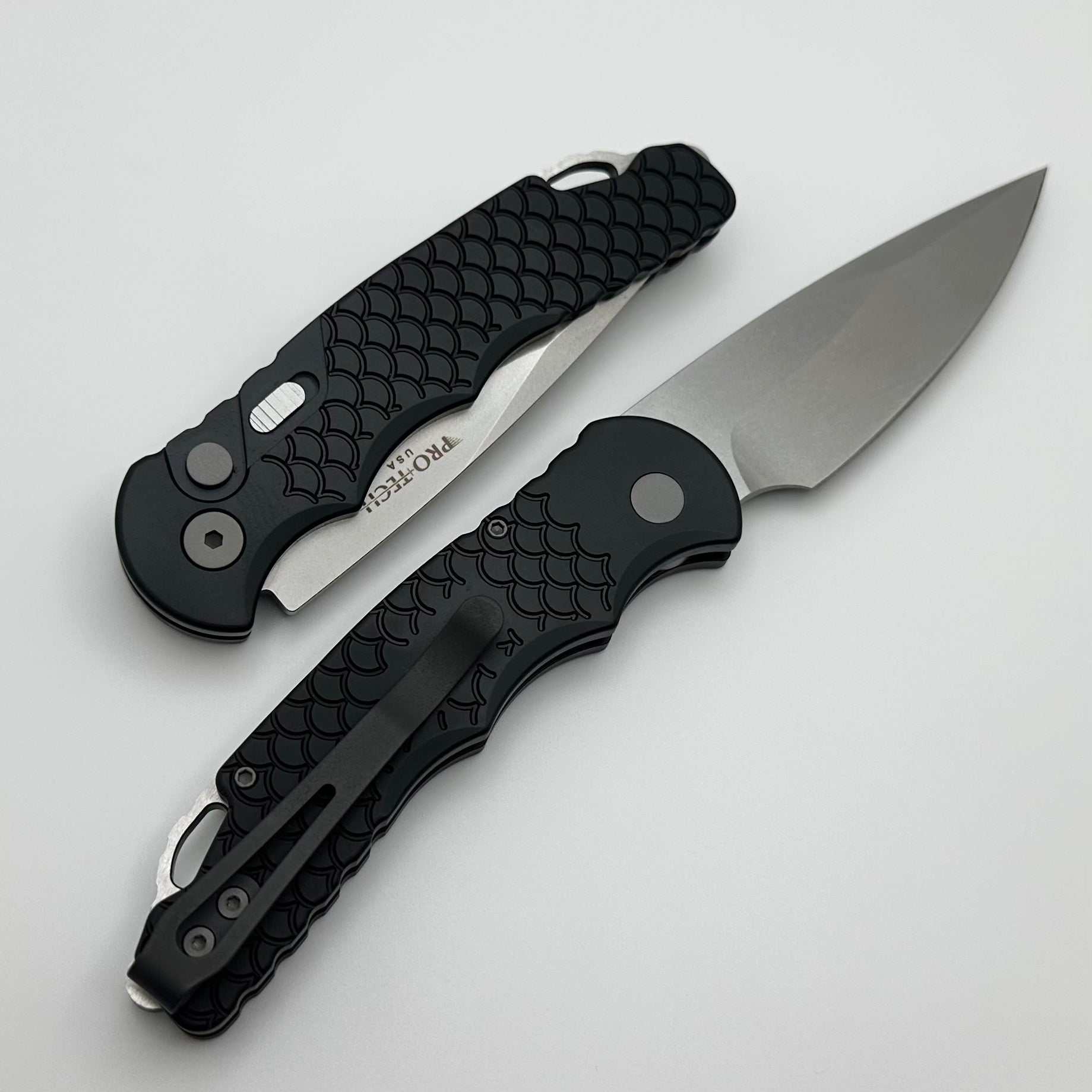 Pro-Tech TR-5 Ultimate EDC Automatic Knife - Black Fish Scale Handle, Stonewash S35VN Blade