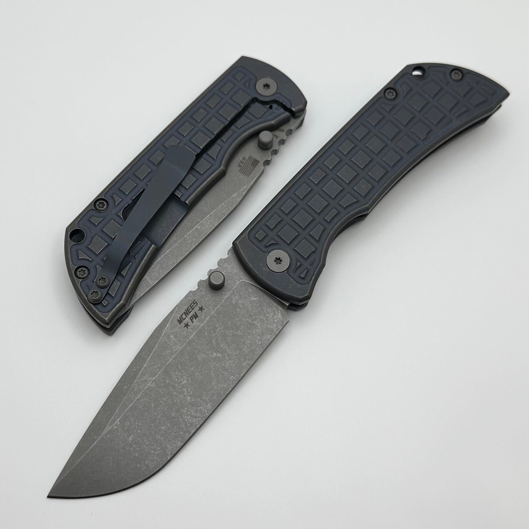 McNees MAC 2 3.5 Ultimate EDC Knife - Blue & Bronze Atomic Frag w/ Matte Stonewash MagnaCut