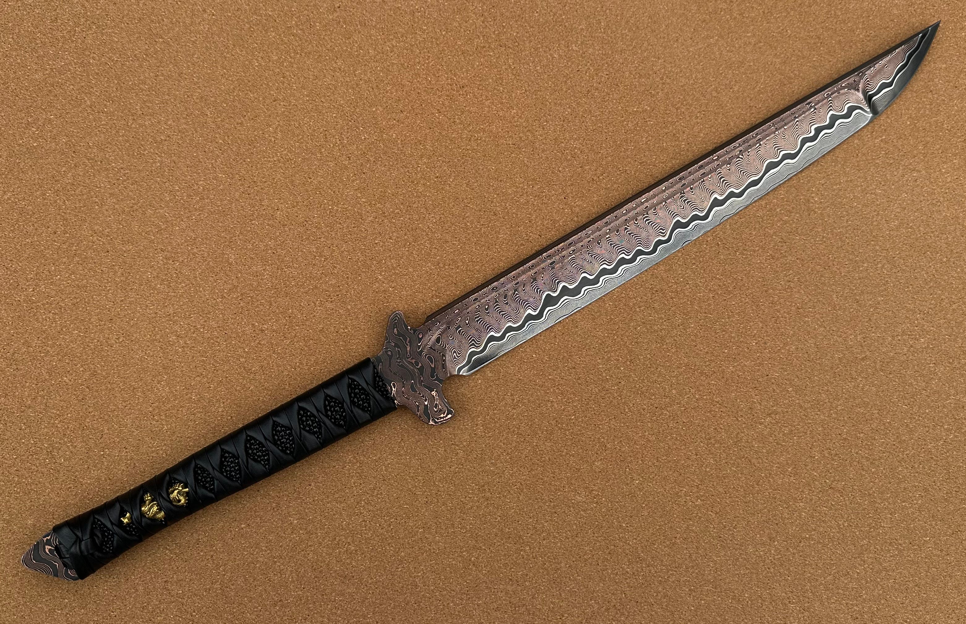 Marfione Custom x JB Blades Ultimate Combat Wakizashi - Premium Damascus Blade & EDO Japan Dragon Handle