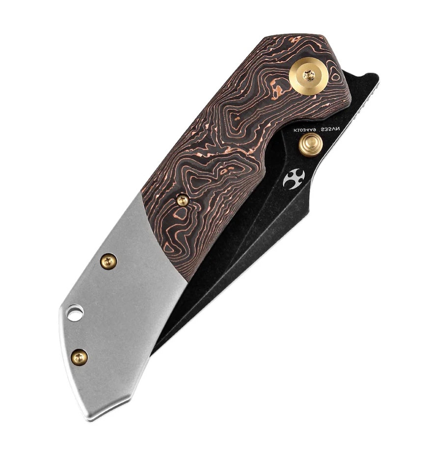 Kansept Fenrir Ultimate EDC Knife - Copper Carbon Fiber & Titanium Handle with S35VN Blade