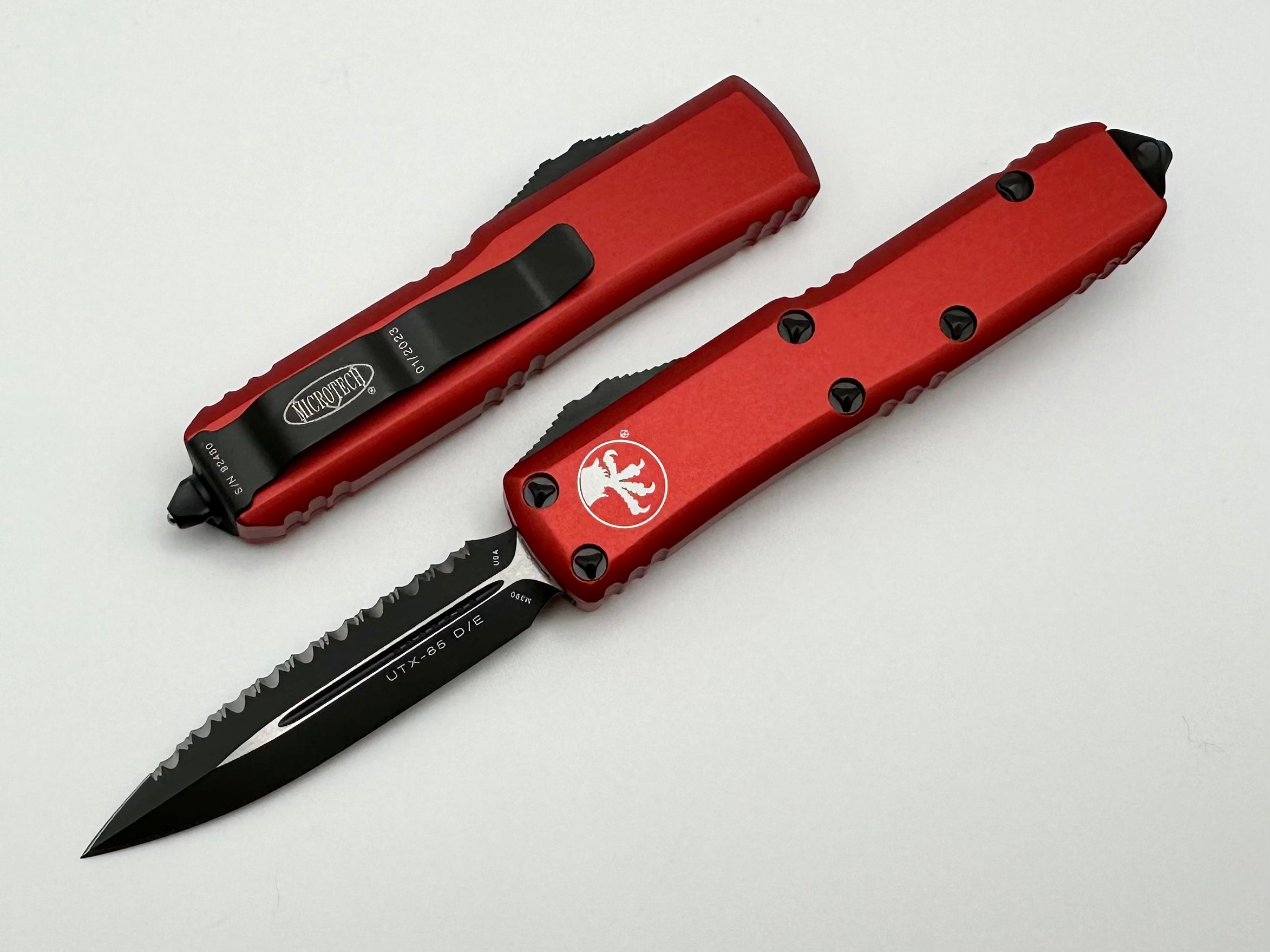 Premium Microtech UTX-85 Double Edge Tactical Knife - Black & Red