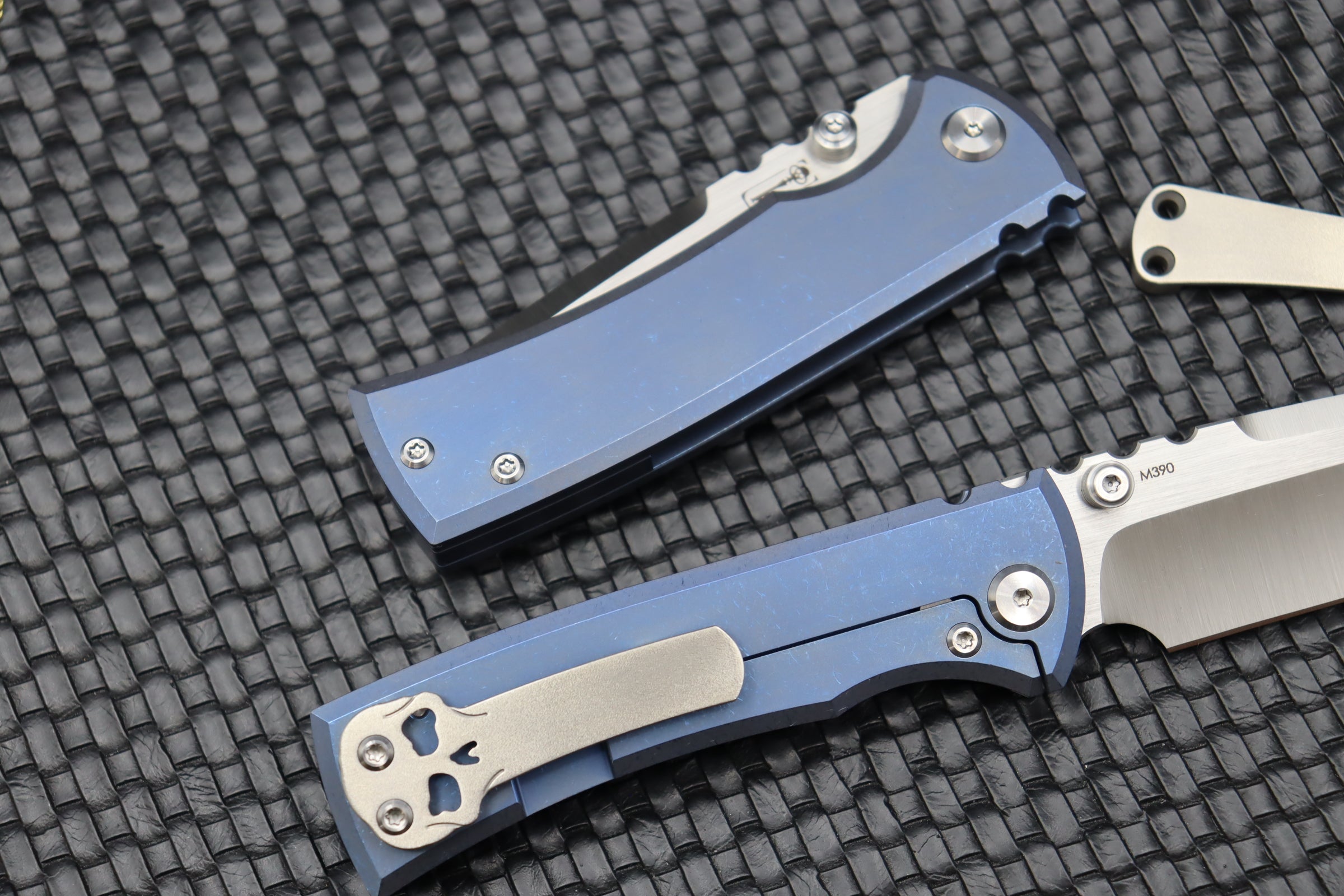 Chaves Knives Redencion Street Drop Point Blue Exclusive with Orange Peel Clip - Premium EDC Knife