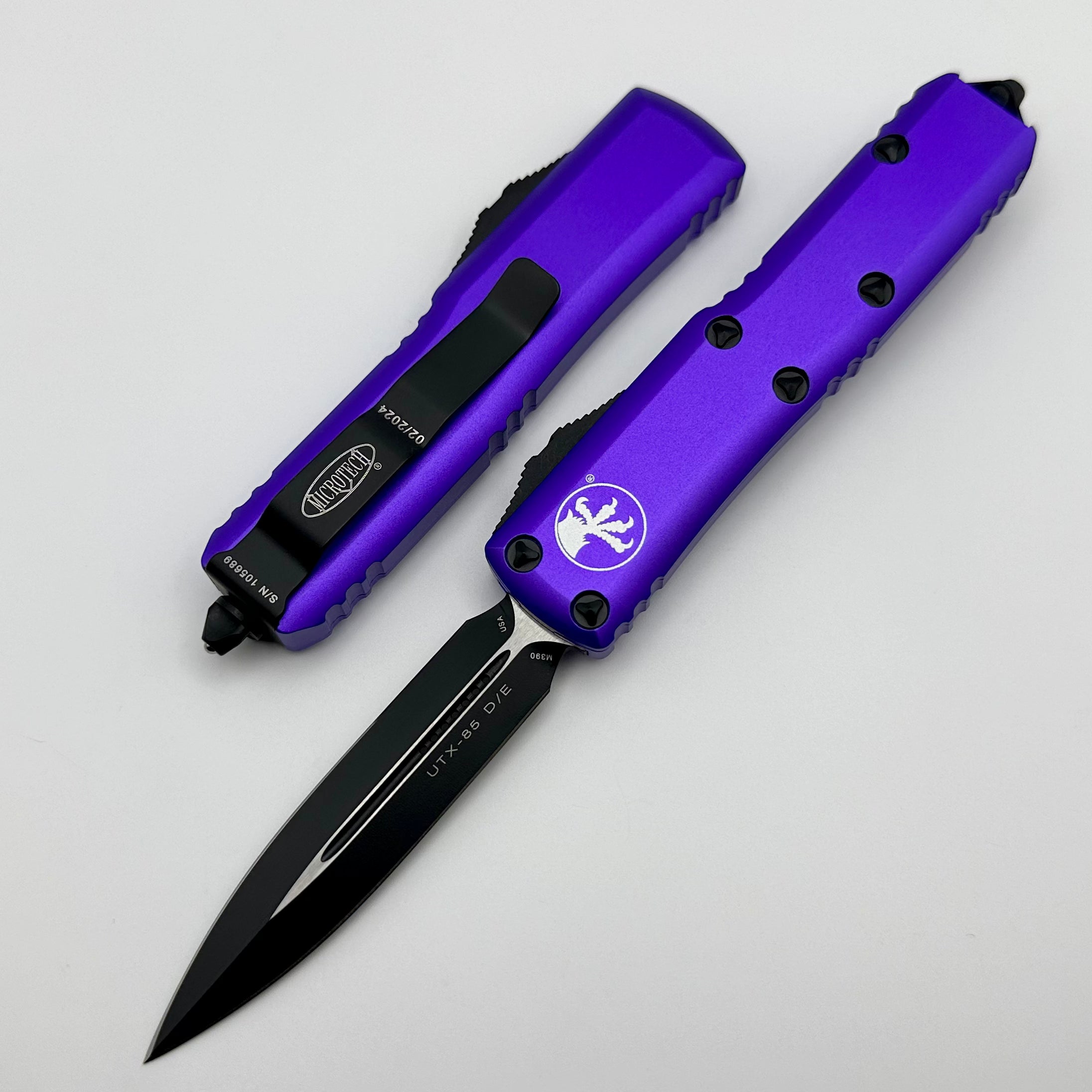 Microtech UTX-85 Double Edge Tactical Knife - Black & Purple