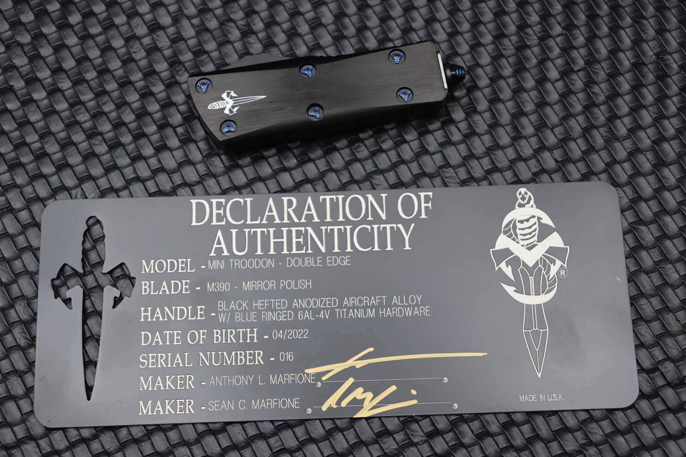 Premium Marfione Troodon Mini Double Edge - Ultimate Everyday Carry Knife