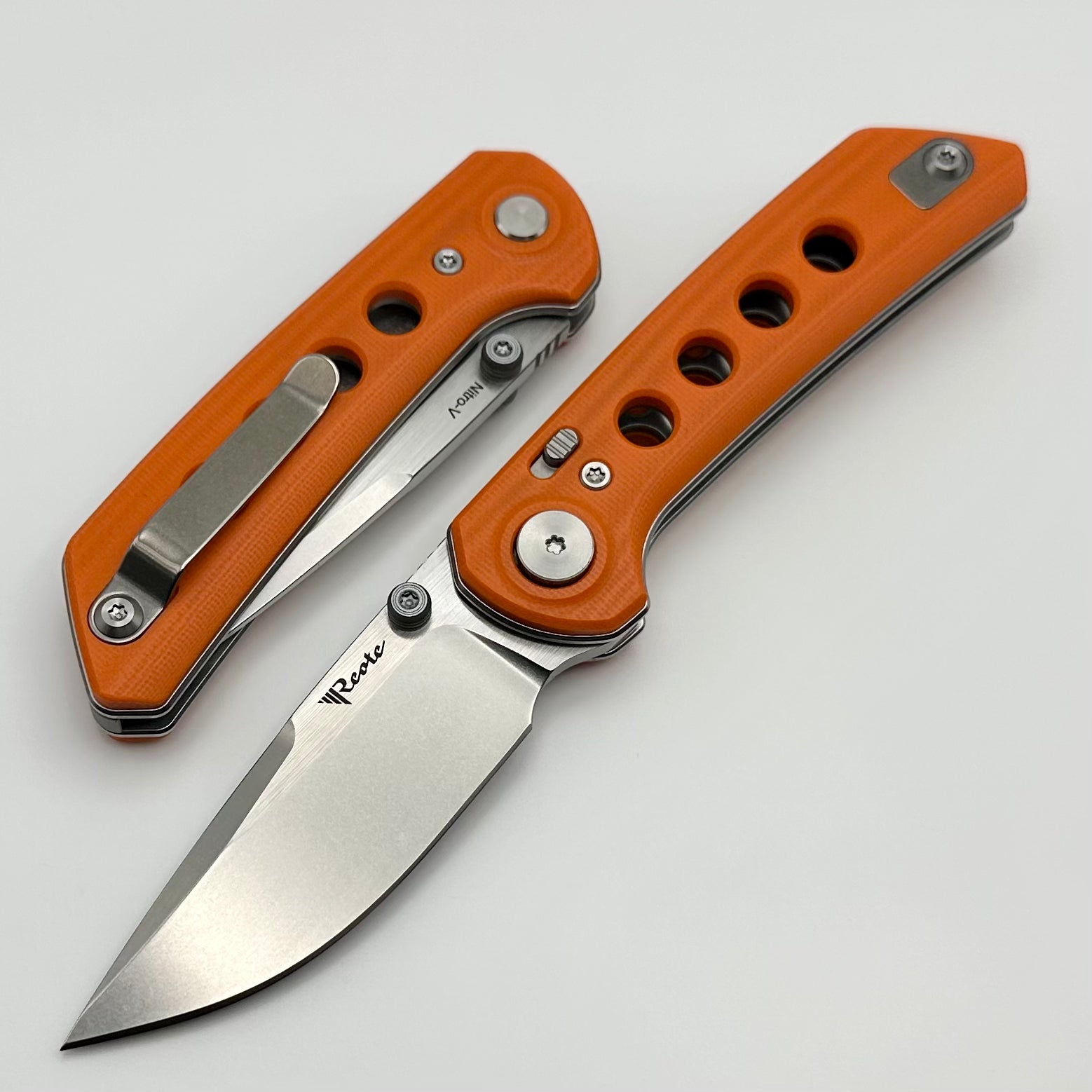 Reate PL-XT Ultimate EDC Folding Knife - Orange G-10 & Stonewash Nitro-V