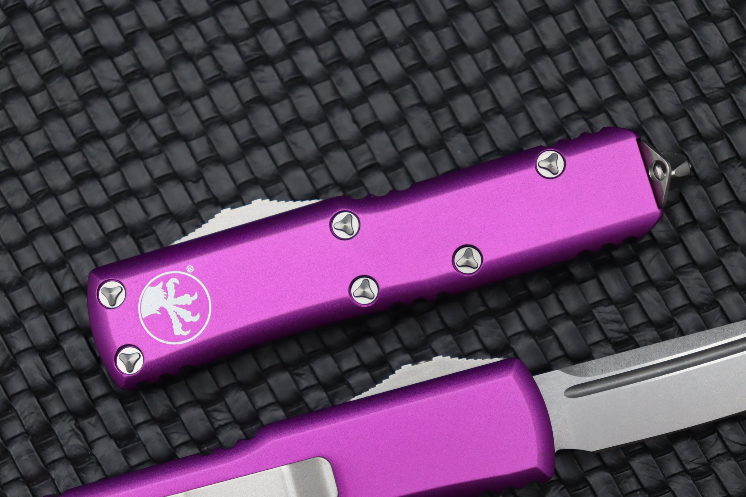 Premium Microtech UTX-85 Tanto Stonewash EDC Knife - Violet Edition