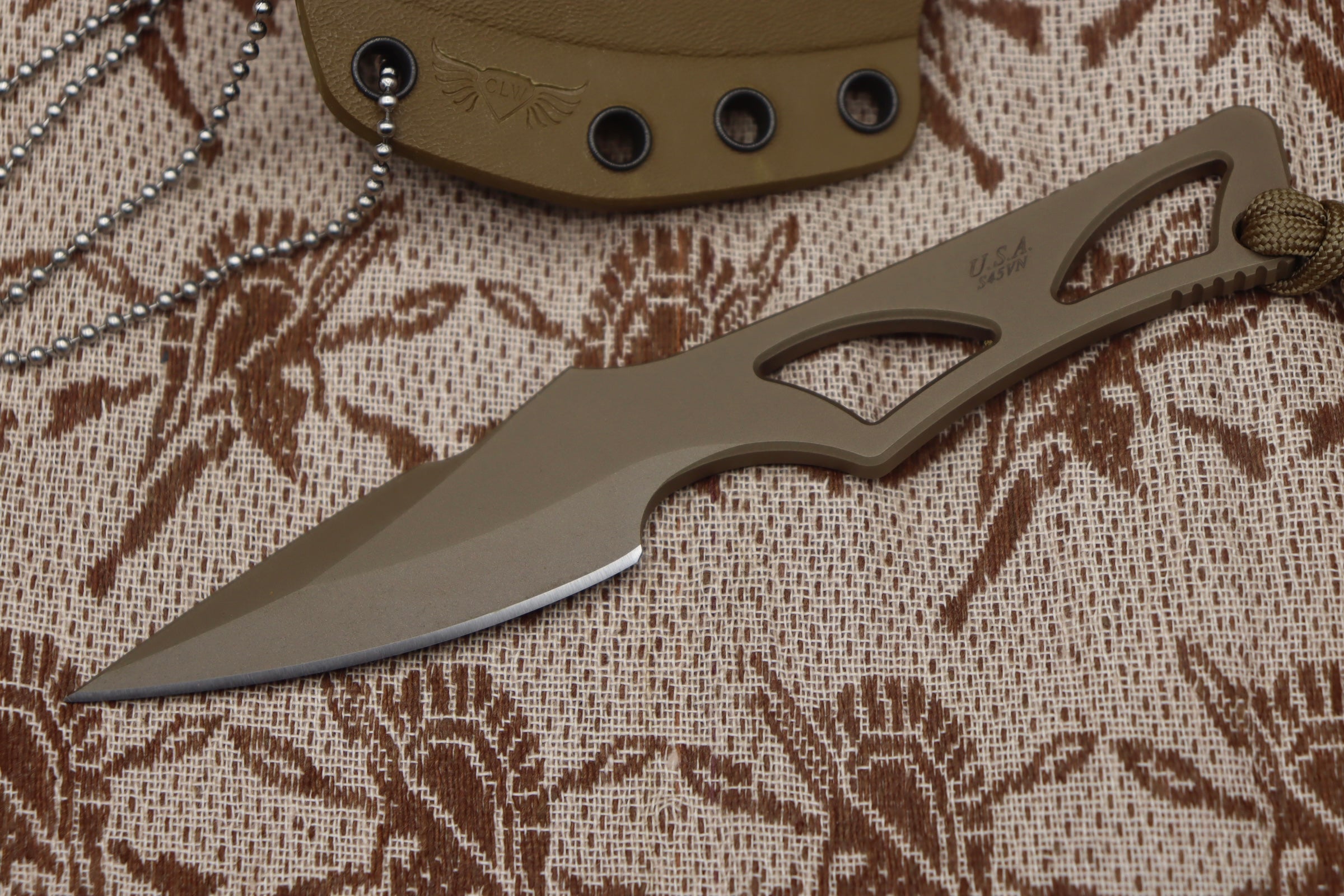 Spartan Blades Premium Enyo EDC Knife - Tan Kydex Sheath & Waist/Neck Carry