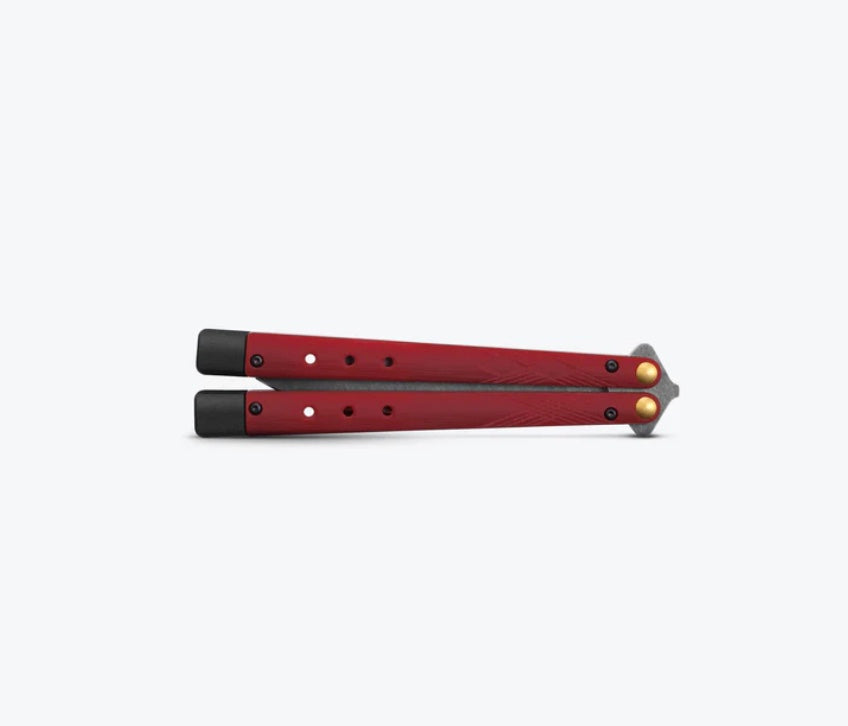 Benchmade Necron Ruby Red G-10 & DLC Battlewash S30V Butterfly Knife - Ultimate Flipping Performance