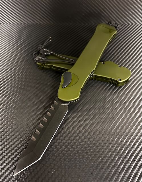 Heretic Hydra V3 Premium Tactical Knife - OD Green Aluminum Handle & DLC Tanto MagnaCut Blade